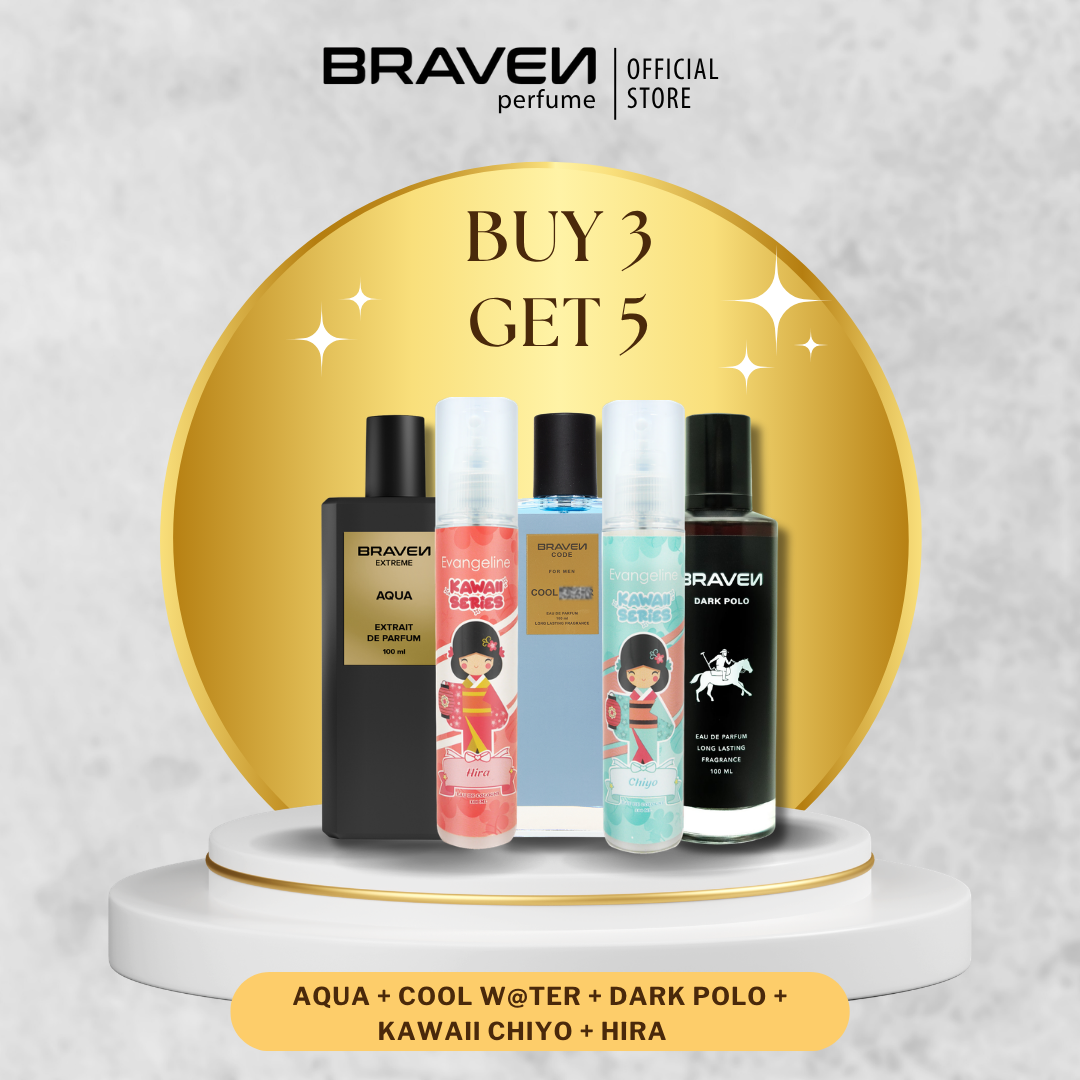 Braven Perfume Combo Set - Buy 3 Get 5 - Extreme Aqua + Cool Water + Dark Polo