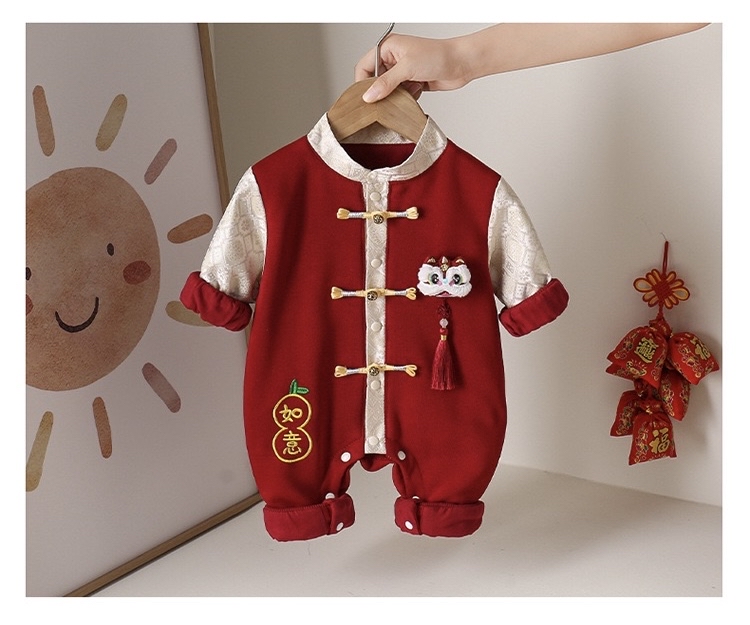 🧨新年款預訂🧨流蘇醒獅公仔唐裝長袖連身服