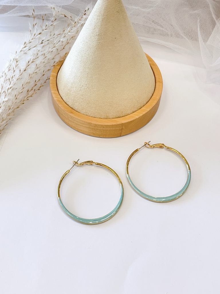 不同色系扁设计耳圈耳环