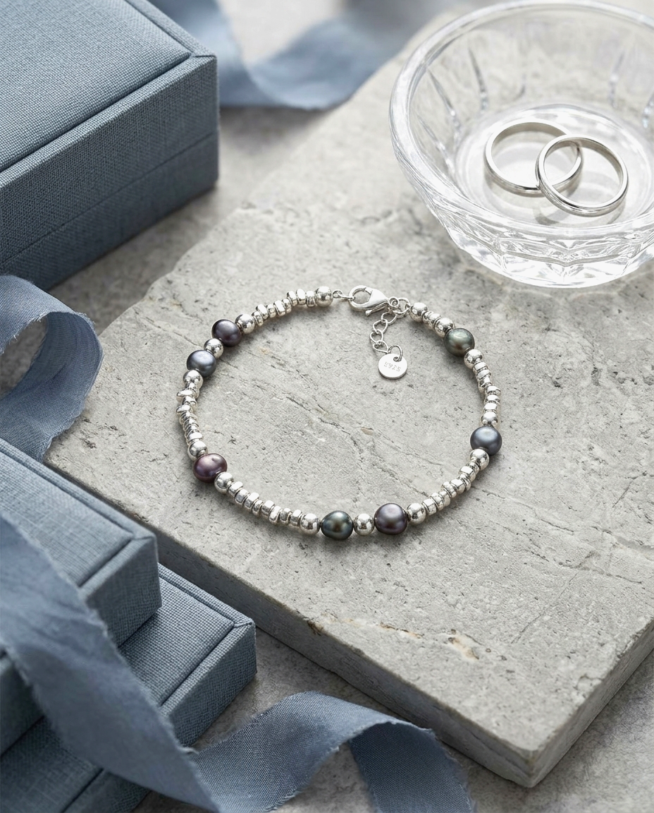 S925 -  *MH0017* Silver & Pearl Bracelet