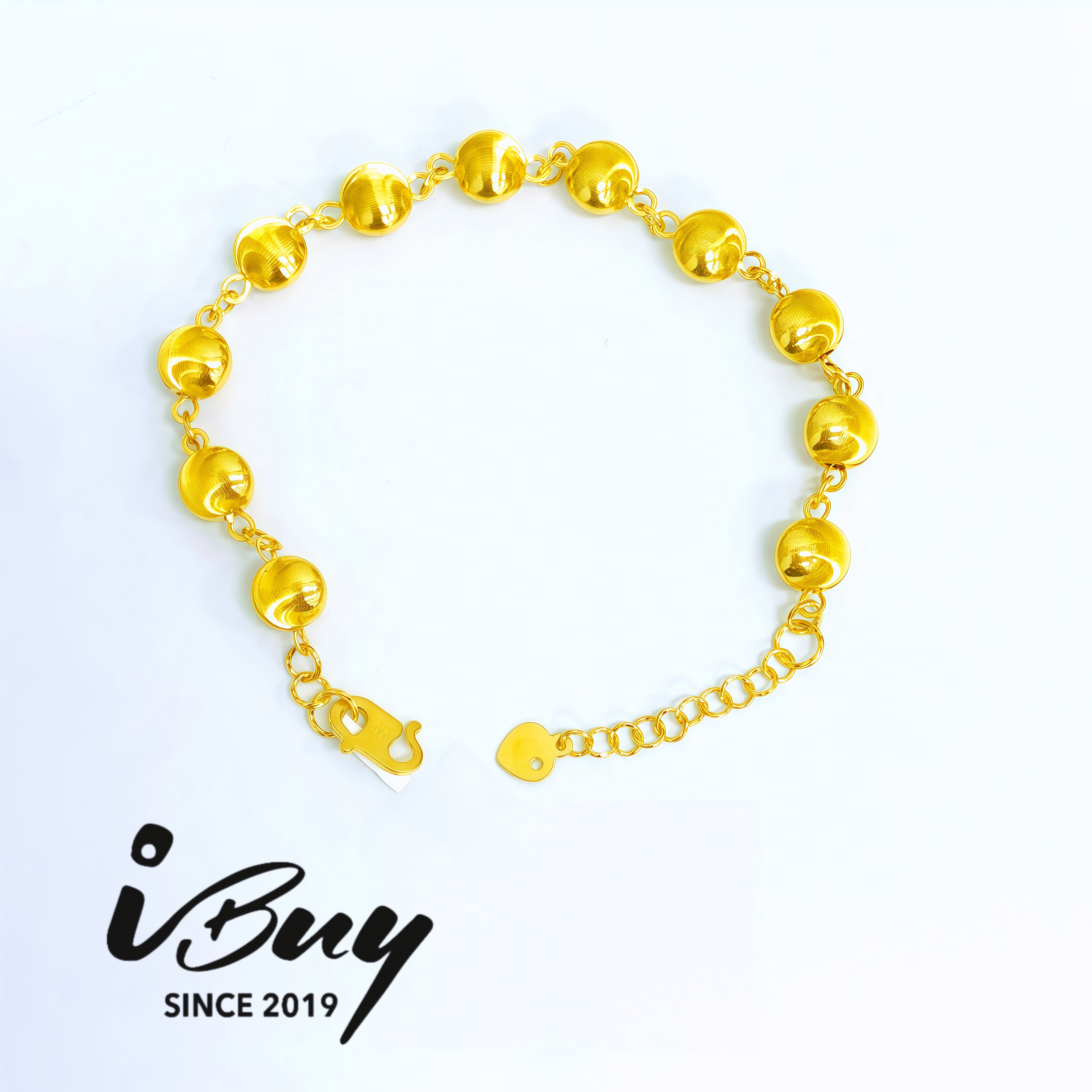 916 GOLD 6.8MM CAT EYES BEAD BRACELET 916 金 6.8MM猫眼珠手链