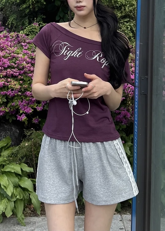 Script Wide Neck Graphic Tee