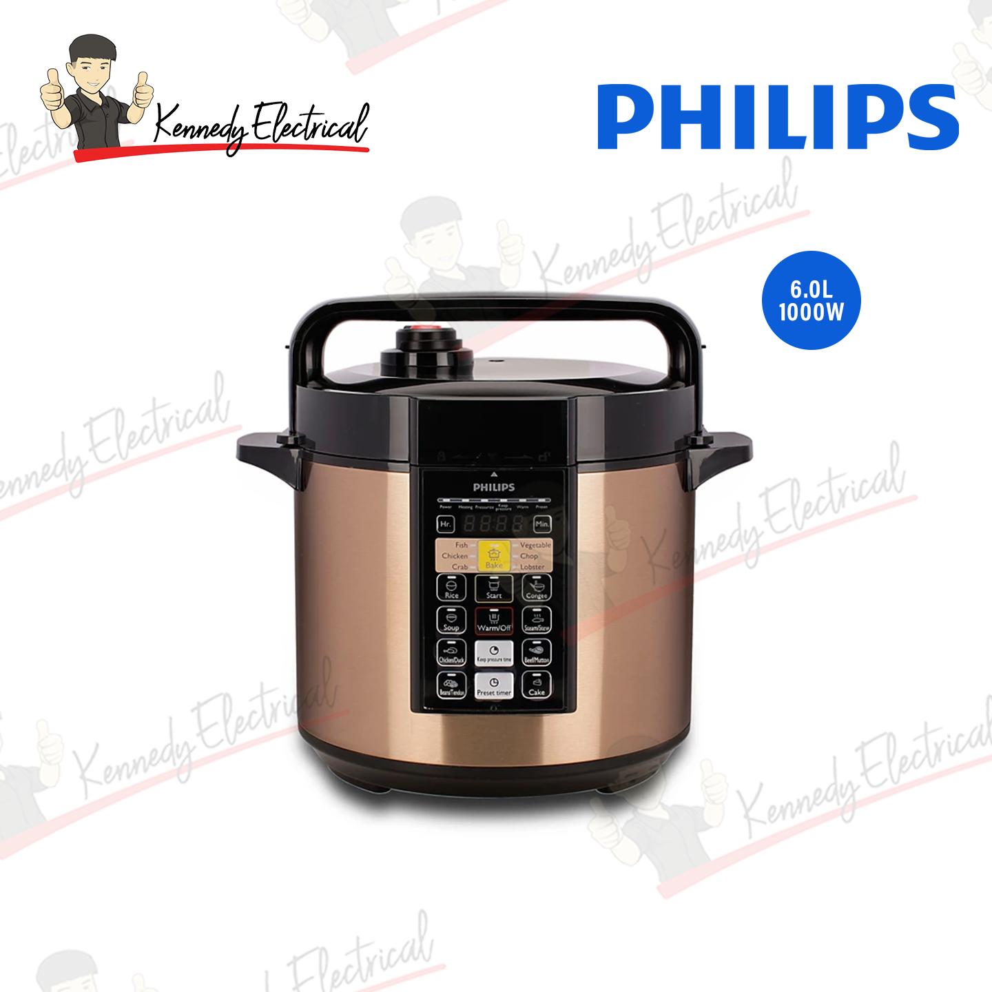 Philips Pressure Cooker (6 Liters) with 14 Preset Cooking Menu HD2139/60