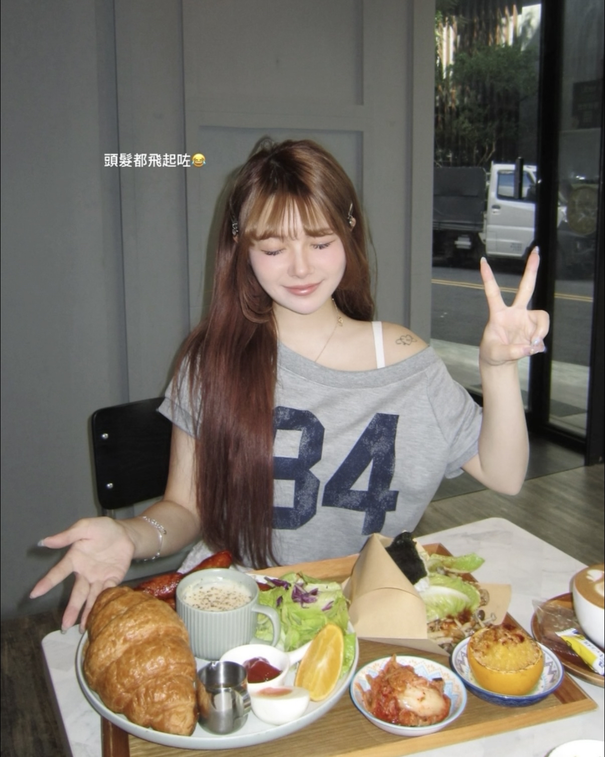 (現貨)韓國84寬鬆短袖斜膊Tee