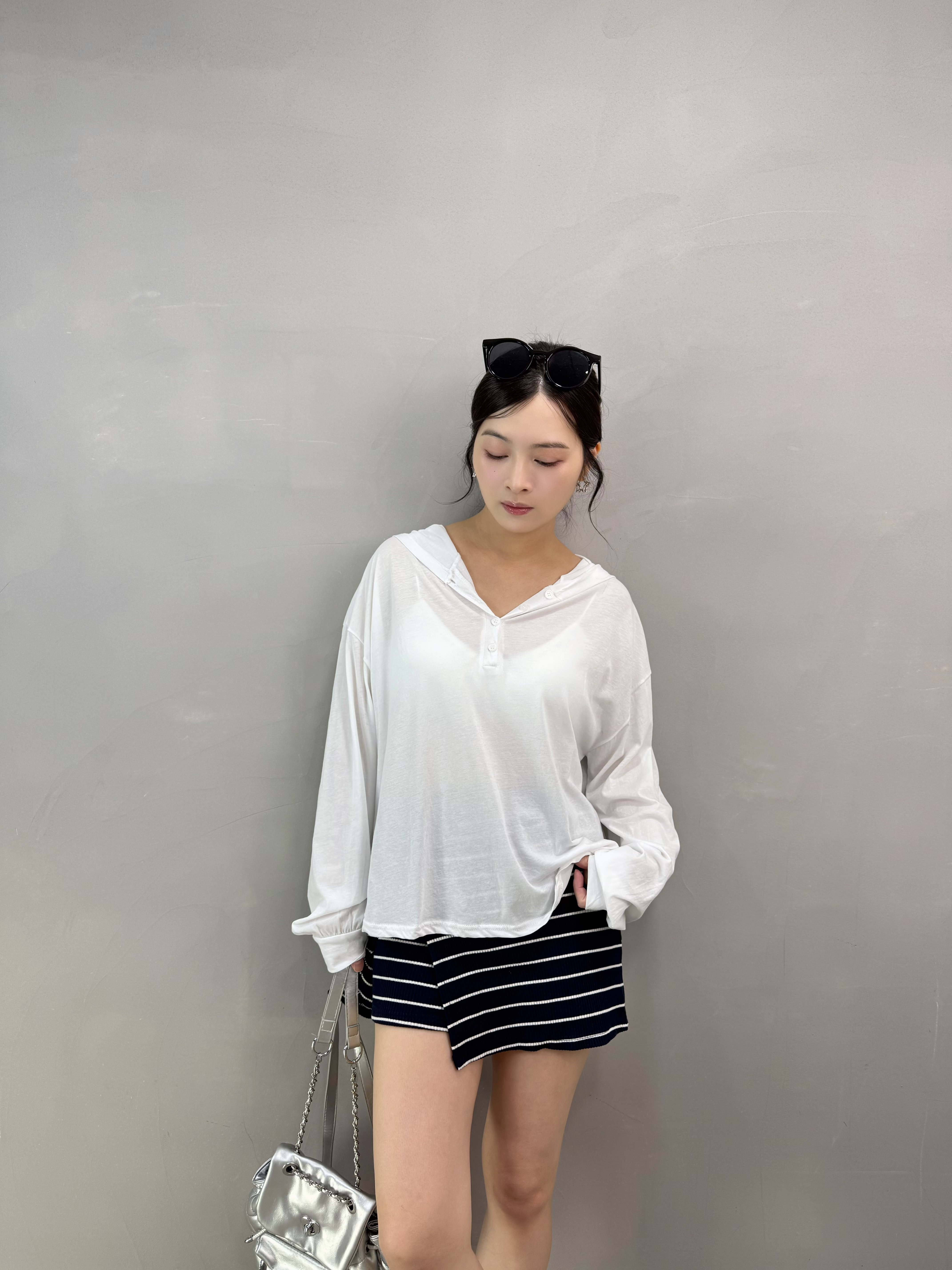 A15 有帽Tee+橫間裙褲Set