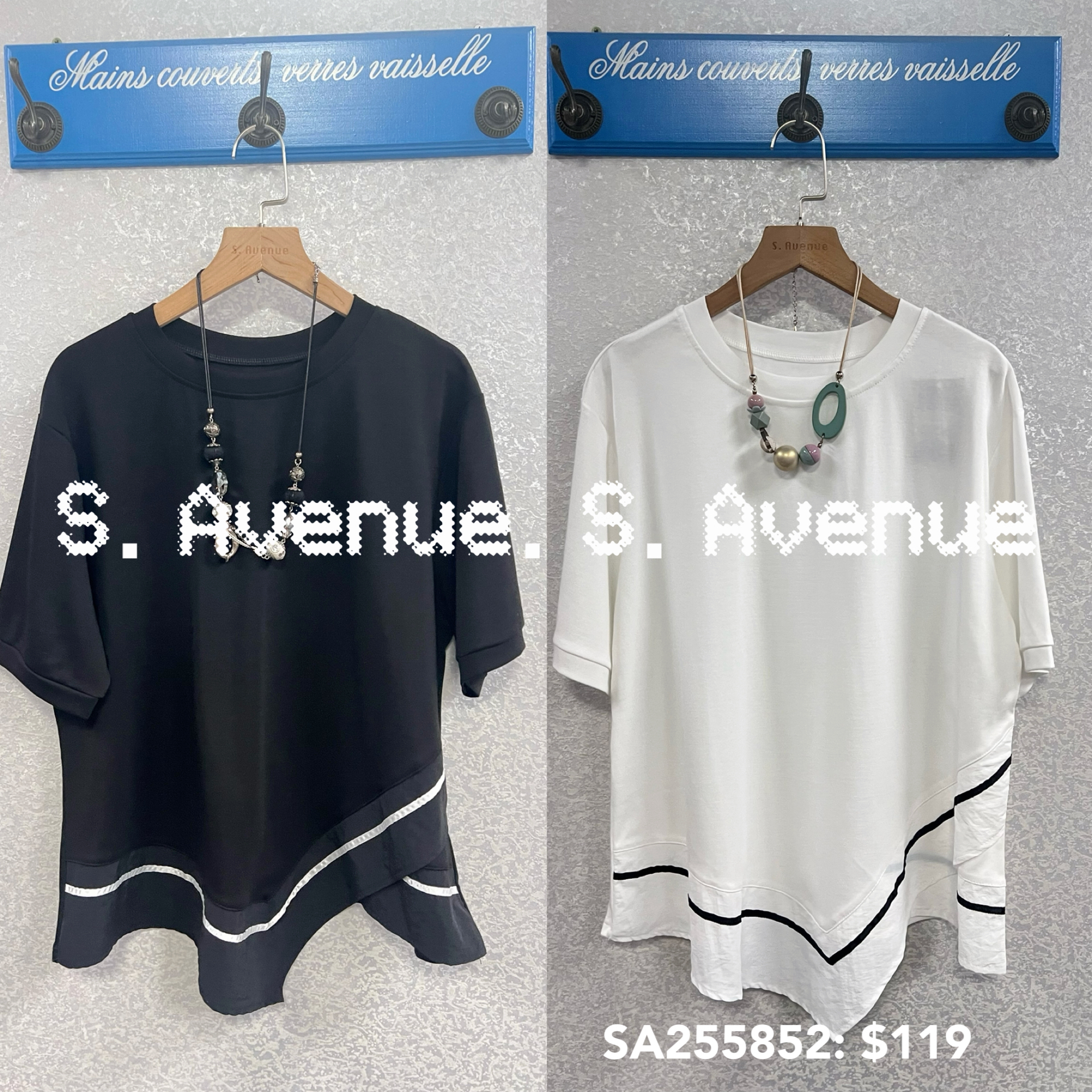 SA255852: 短袖撞色邊V腳tee