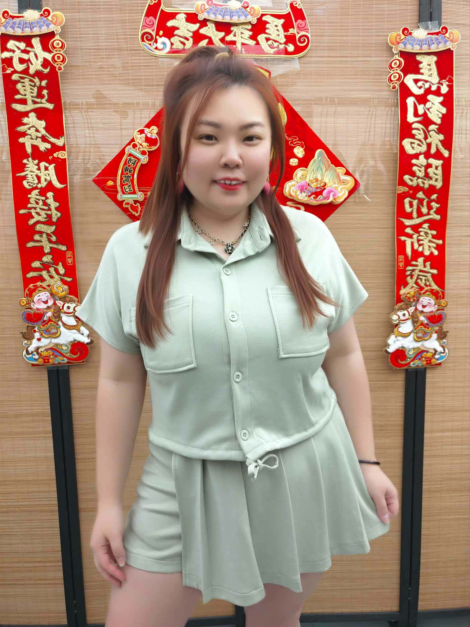 DDD09 TW#8077(B9) 前大口袋设计前裙后裤套装