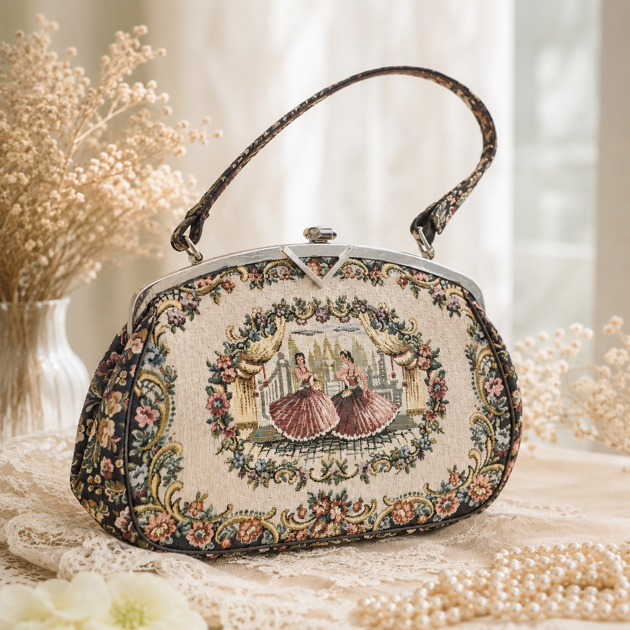C.a. 1950-60s La Marquise Made of Finest Italian Tapestry (MT2511)