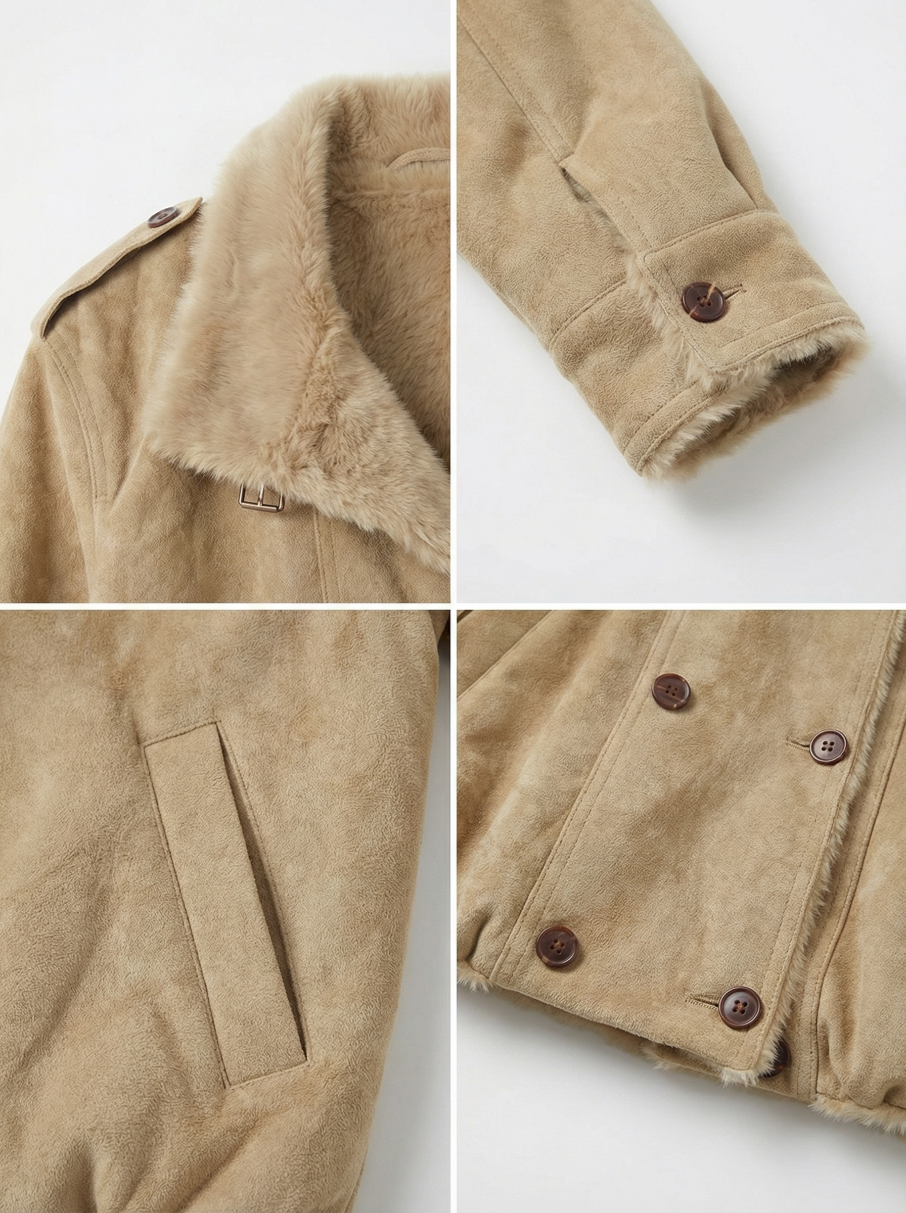 麂皮毛領短版飛行夾克