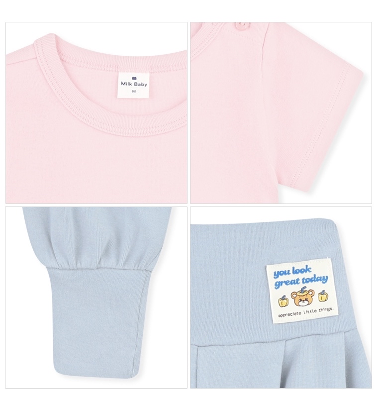 ☀️預訂 韓國直送☀️🇰🇷Milk Baby三色撞色小熊標籤短袖包腹家居服上下套裝