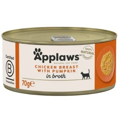 (缺貨中)Applaws 湯煮雞胸+南瓜 全天然成貓罐頭 70gx24