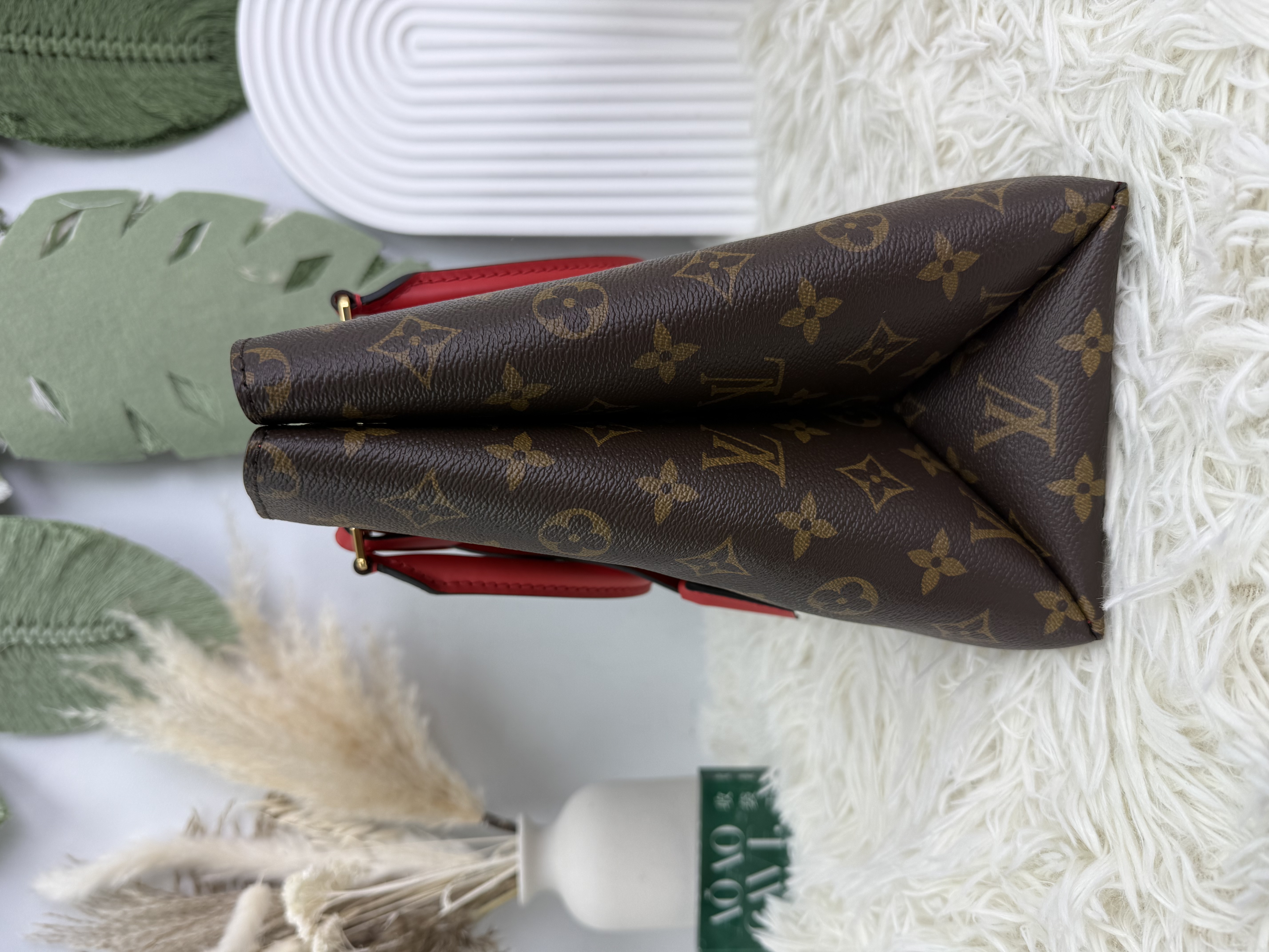 LV👜閑置品 ❣️Flower Tote老花拼红色TOTE BAG 有塵袋