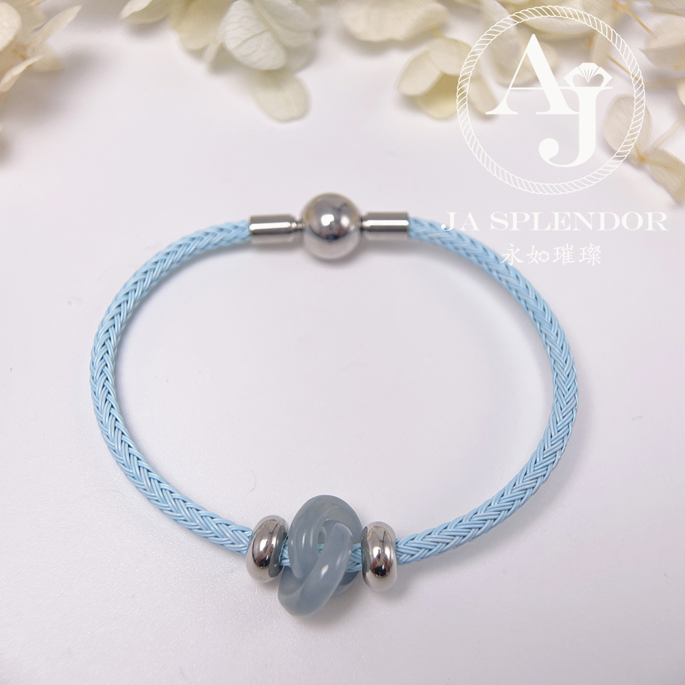 JN-2238 天然翡翠A玉 【愛永恆】環環相扣不鋼防水、防敏手鐲