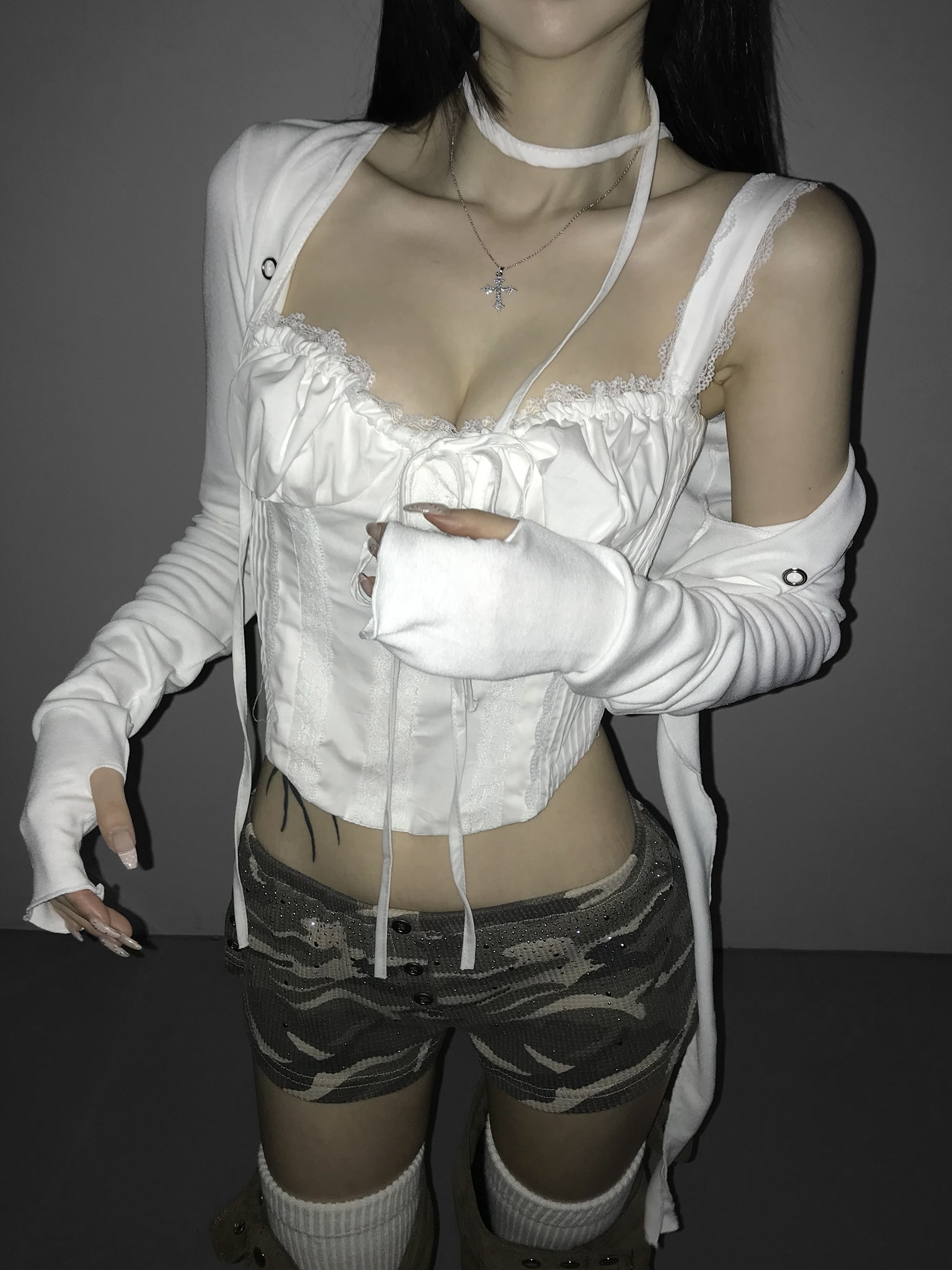 Asymmetrical Grommet Crop Bolero