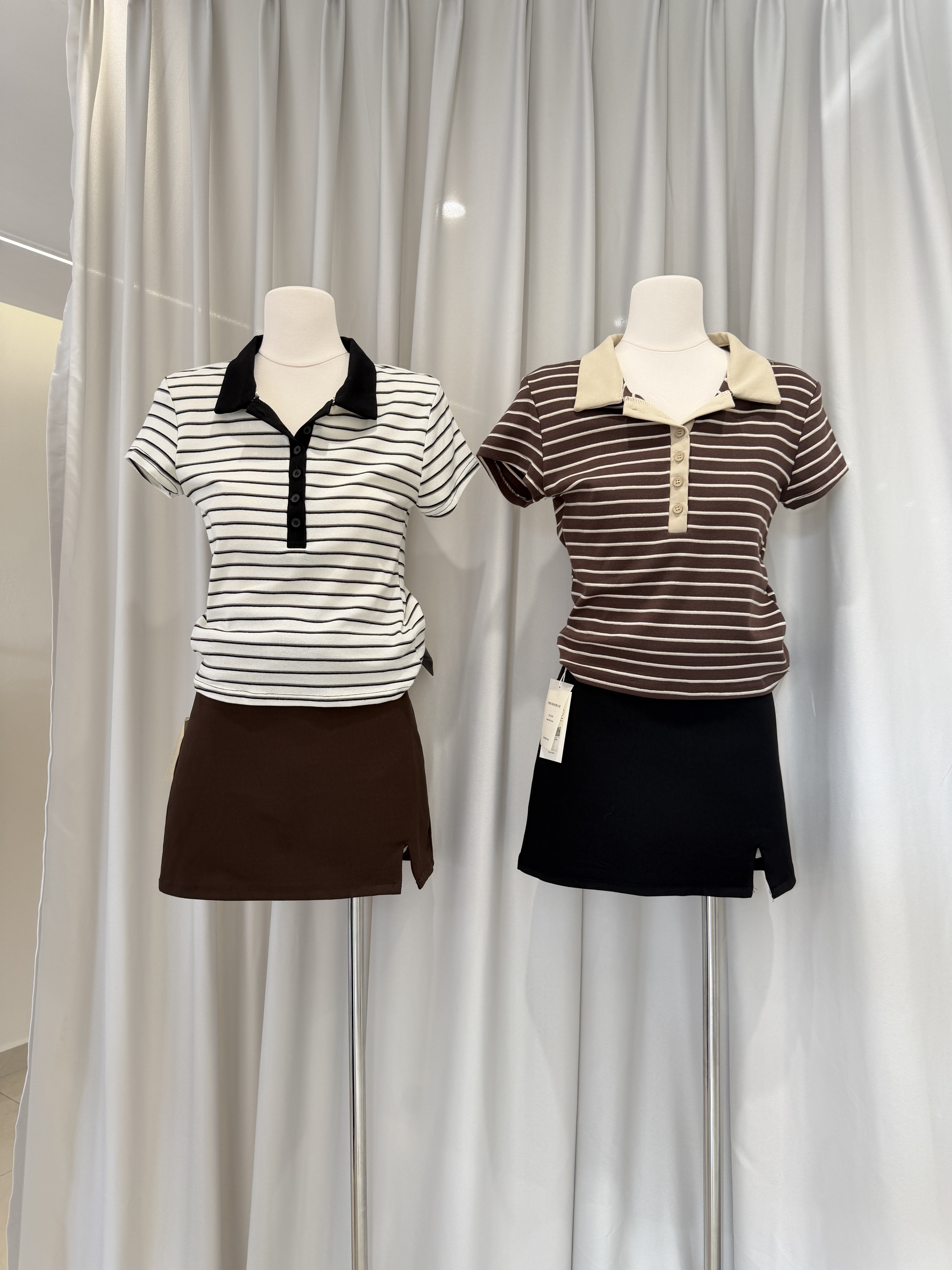 6560 韩系条纹翻领短袖