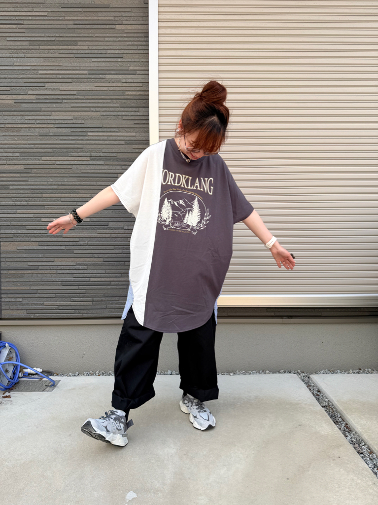日本拼款長款衫