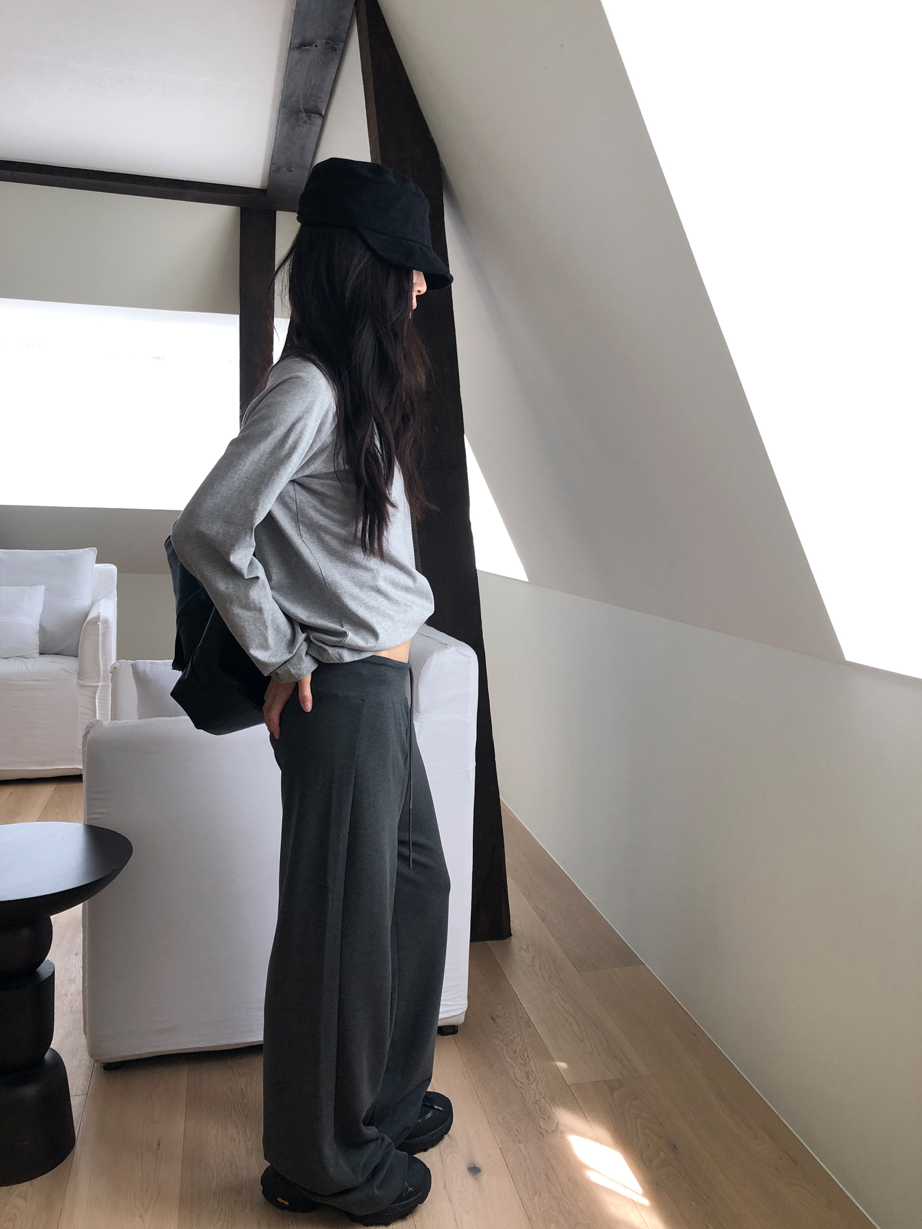 Fold-Over Wide-Leg Sweatpants