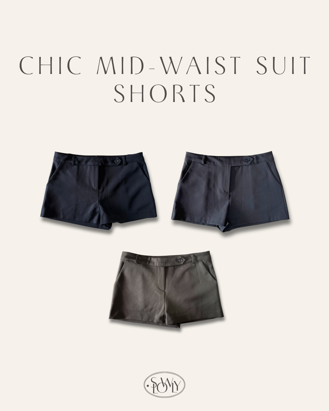 知性中腰西裝短褲(三色入/兩個尺碼)