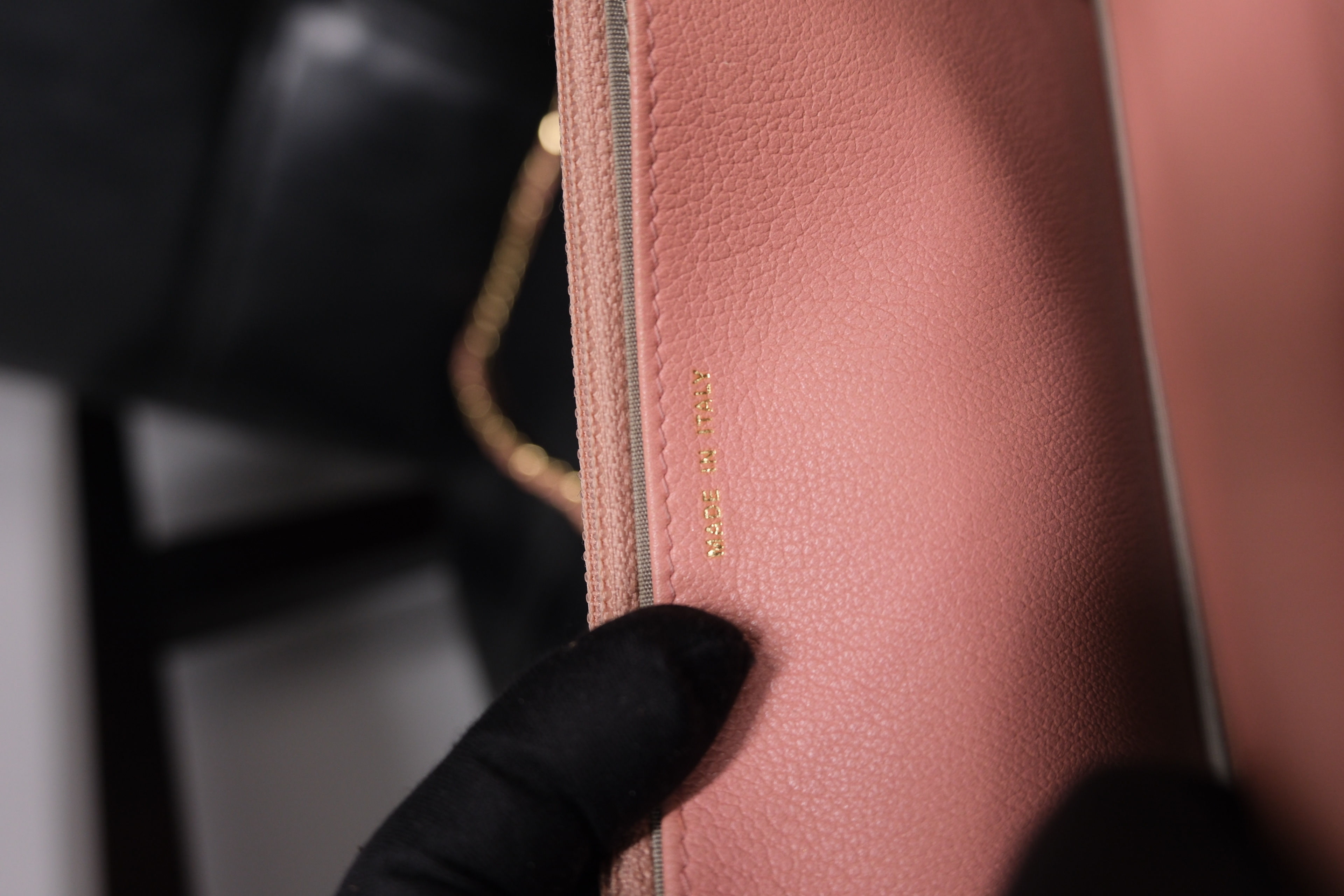 Chanel Camelia Leather Chain Wallet Pink Gold