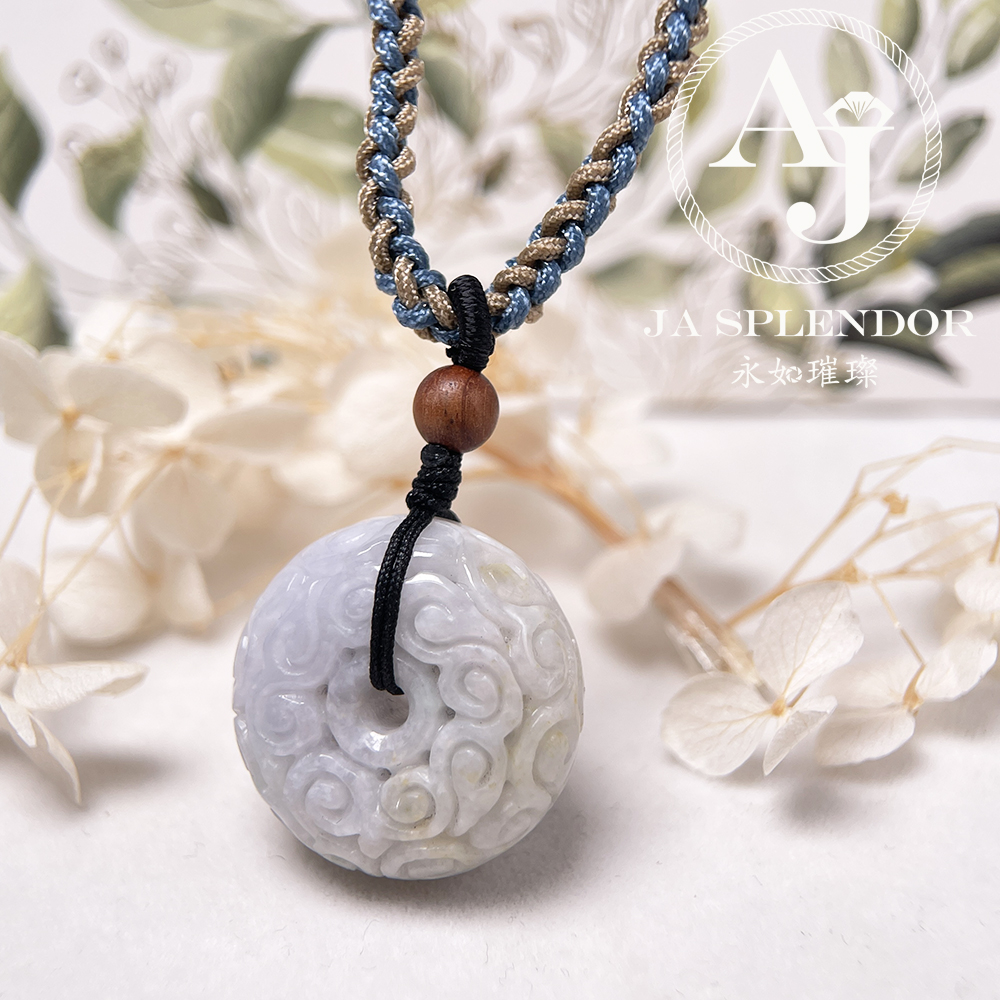 JN-3299 天然翡翠A玉 復古回紋順利招財黃翡精工雕刻平安扣