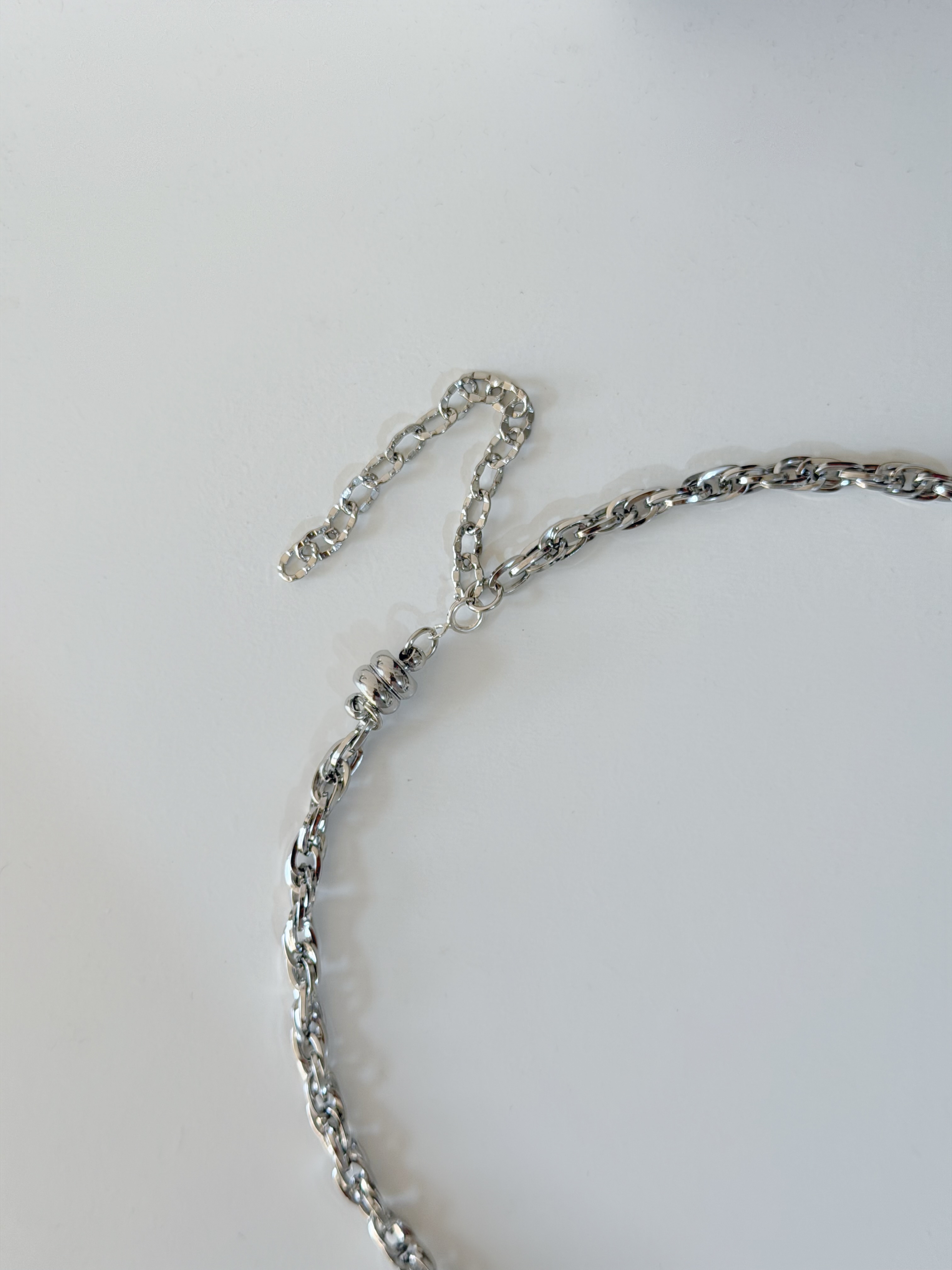 復古珍珠字母手鍊/頸鍊 銀色8mm鍊