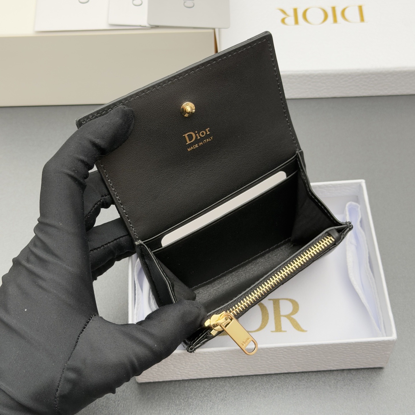 【正品級】DIOR Lady Dior Glycine Wallet 藤格紋羊皮銀包 連專櫃禮盒