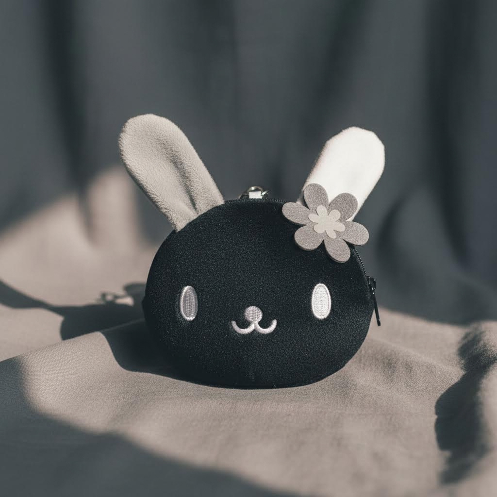Sanrio - 卡套零錢包 (黑色花小兔款)