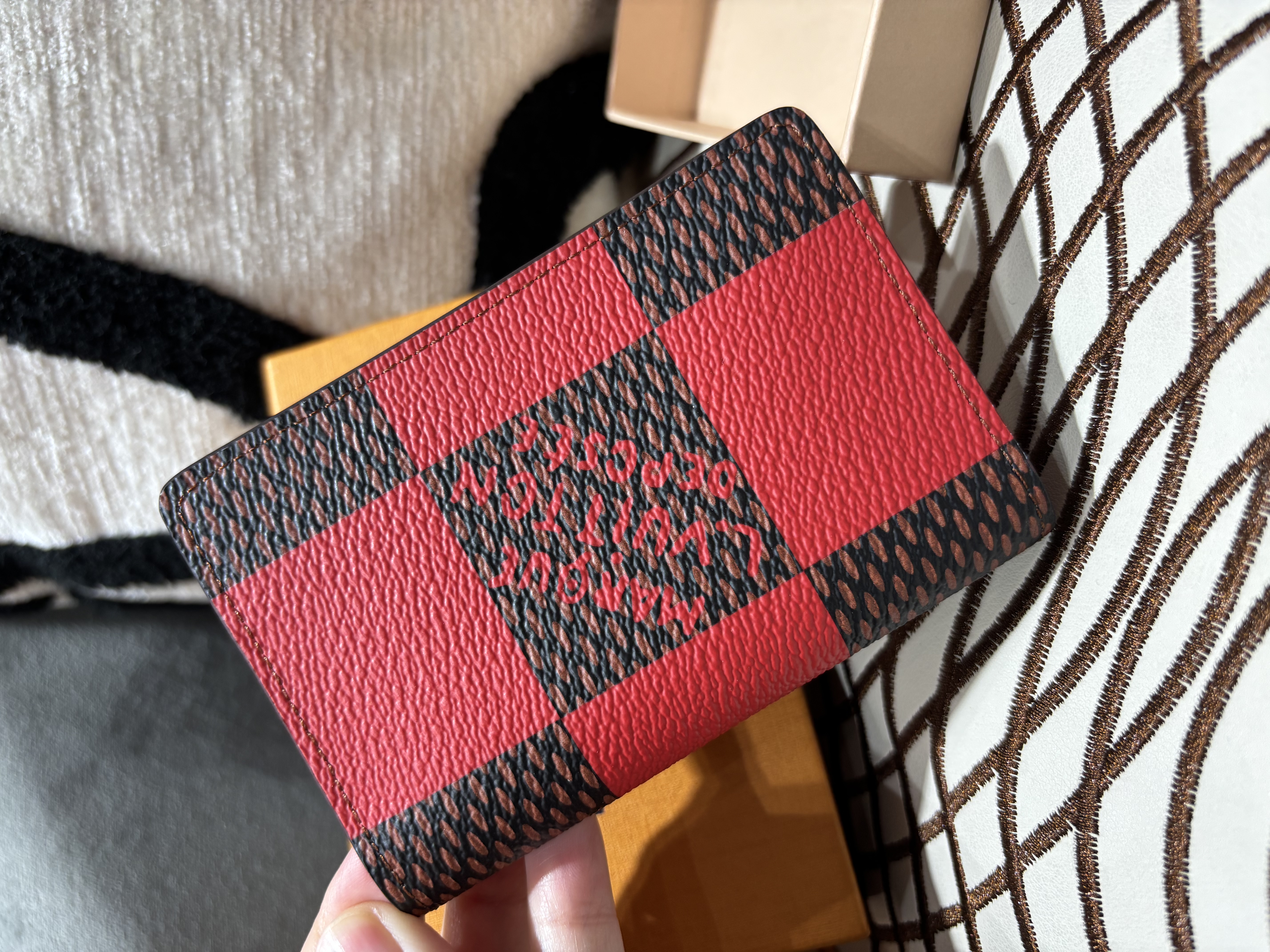 全新 LV Pocket Organizer Damier Pop "Rouge" Card holder N40614 100%Authentic, 全新100%new  ✅Box