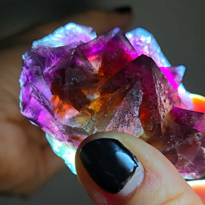 Red phantom octahedral fluorite from China - FL293