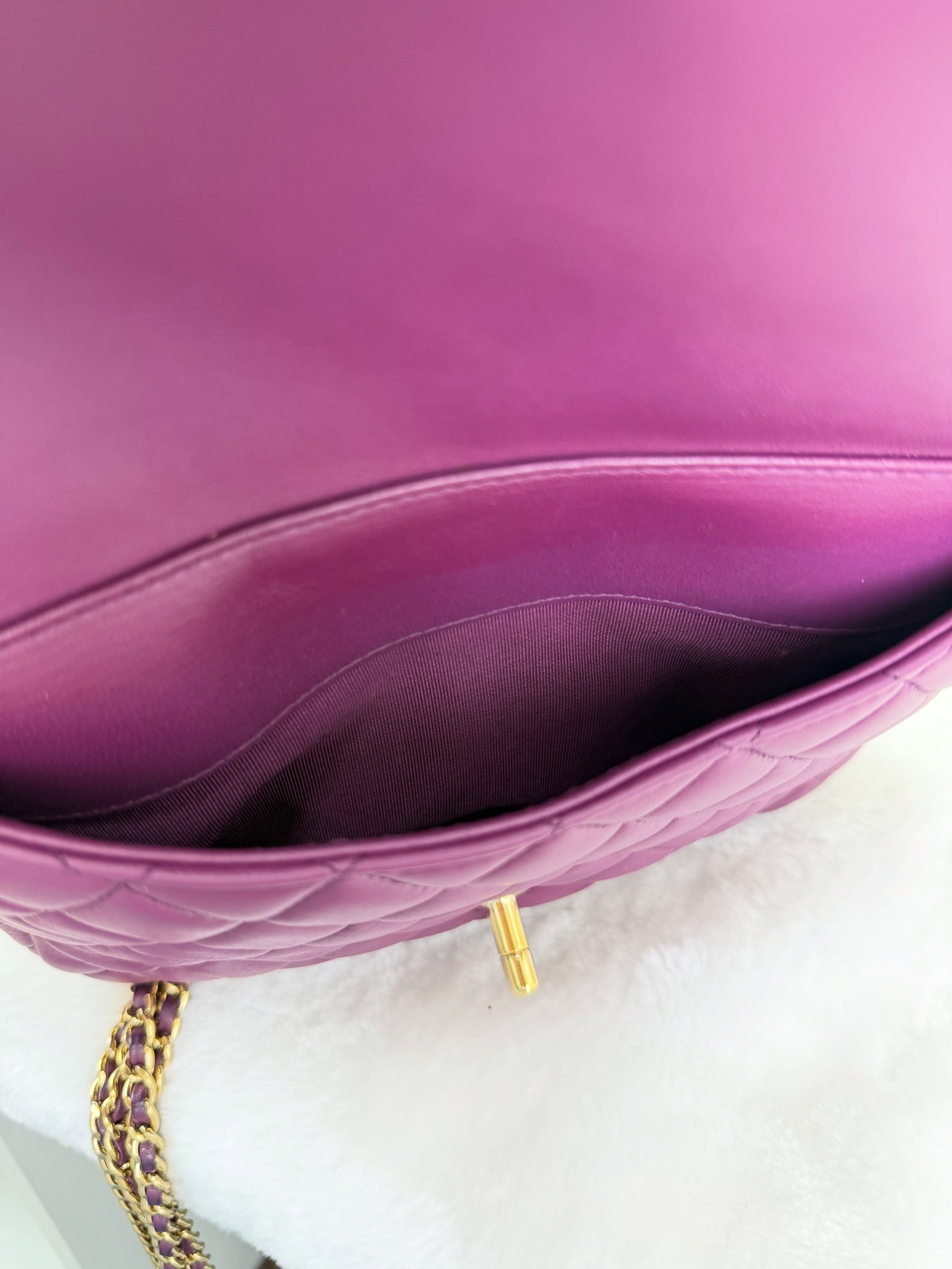 👜 PRE OWNED 🛍️酒紅羊皮束口包 21開 有卡有單 💜
