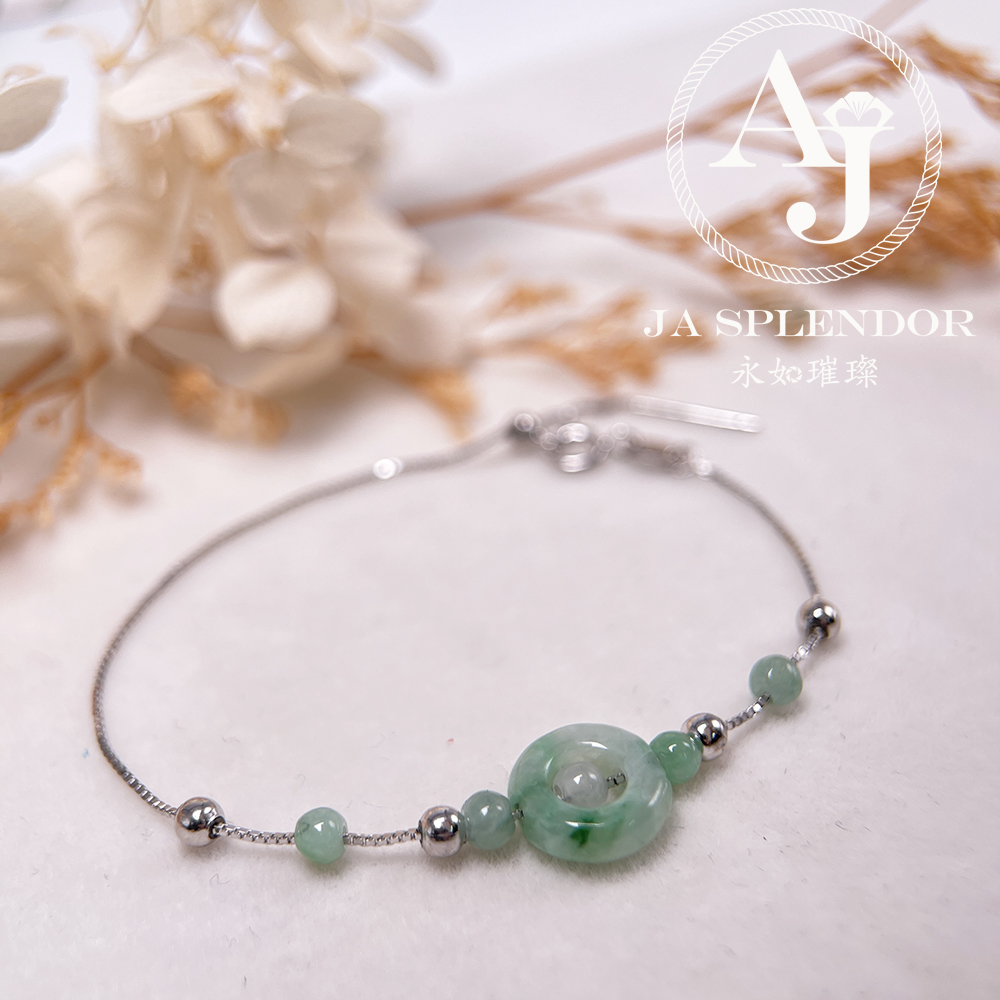 D-36J 天然翡翠A玉 薄荷糖系列純銀手鏈