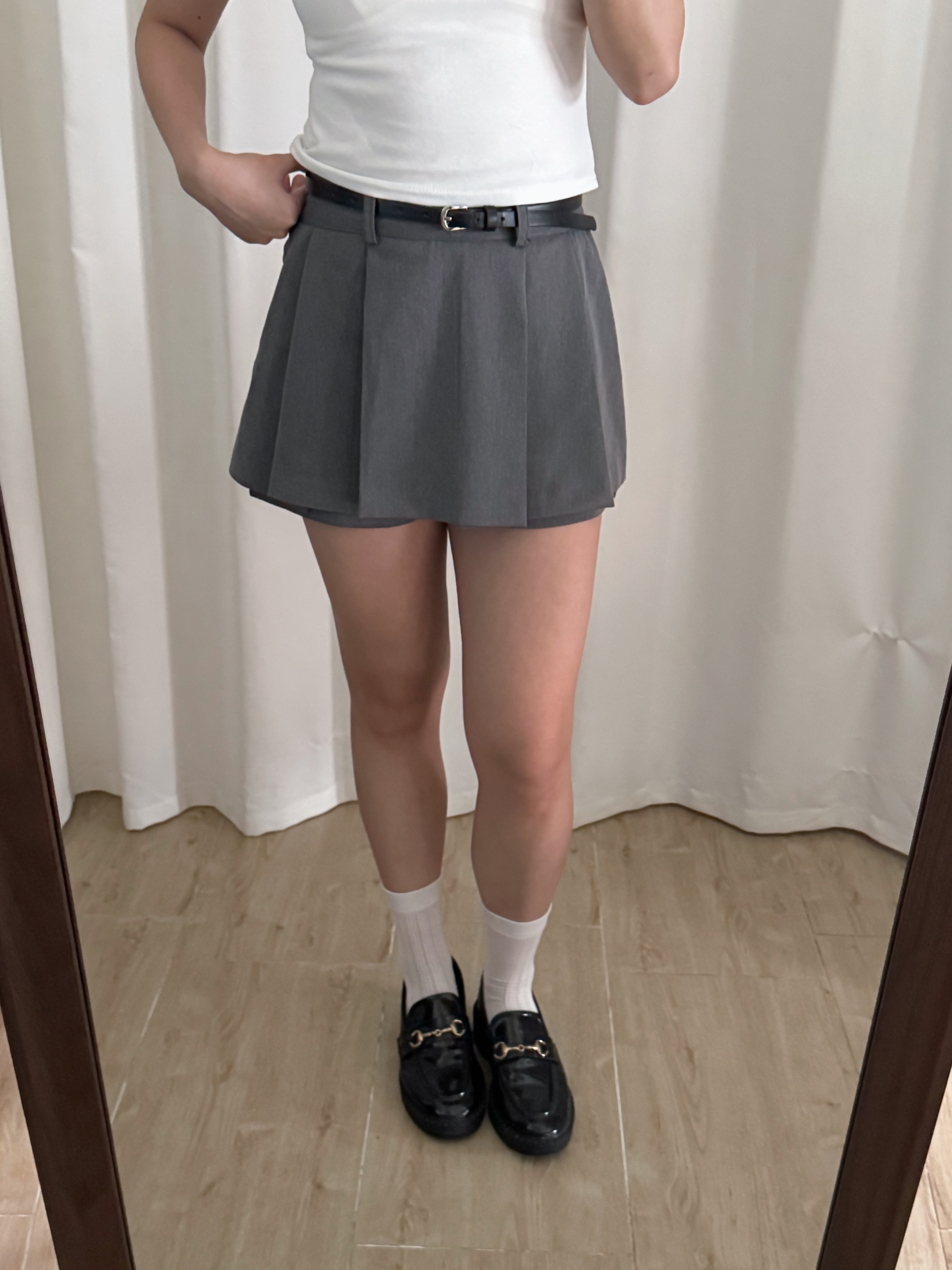 半橡筋百褶短裙褲(四色入)