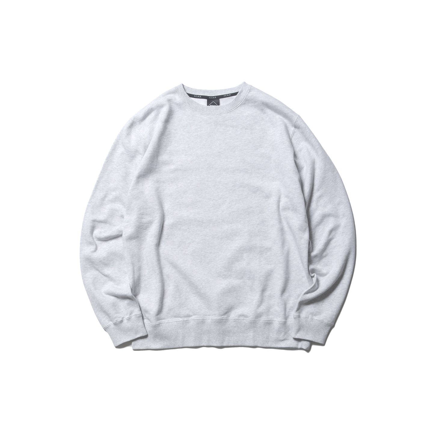 FCRB SYNTHETIC LEATHER APPLIQUE CREWNECK SWEAT / GRAY / XL (FCRB