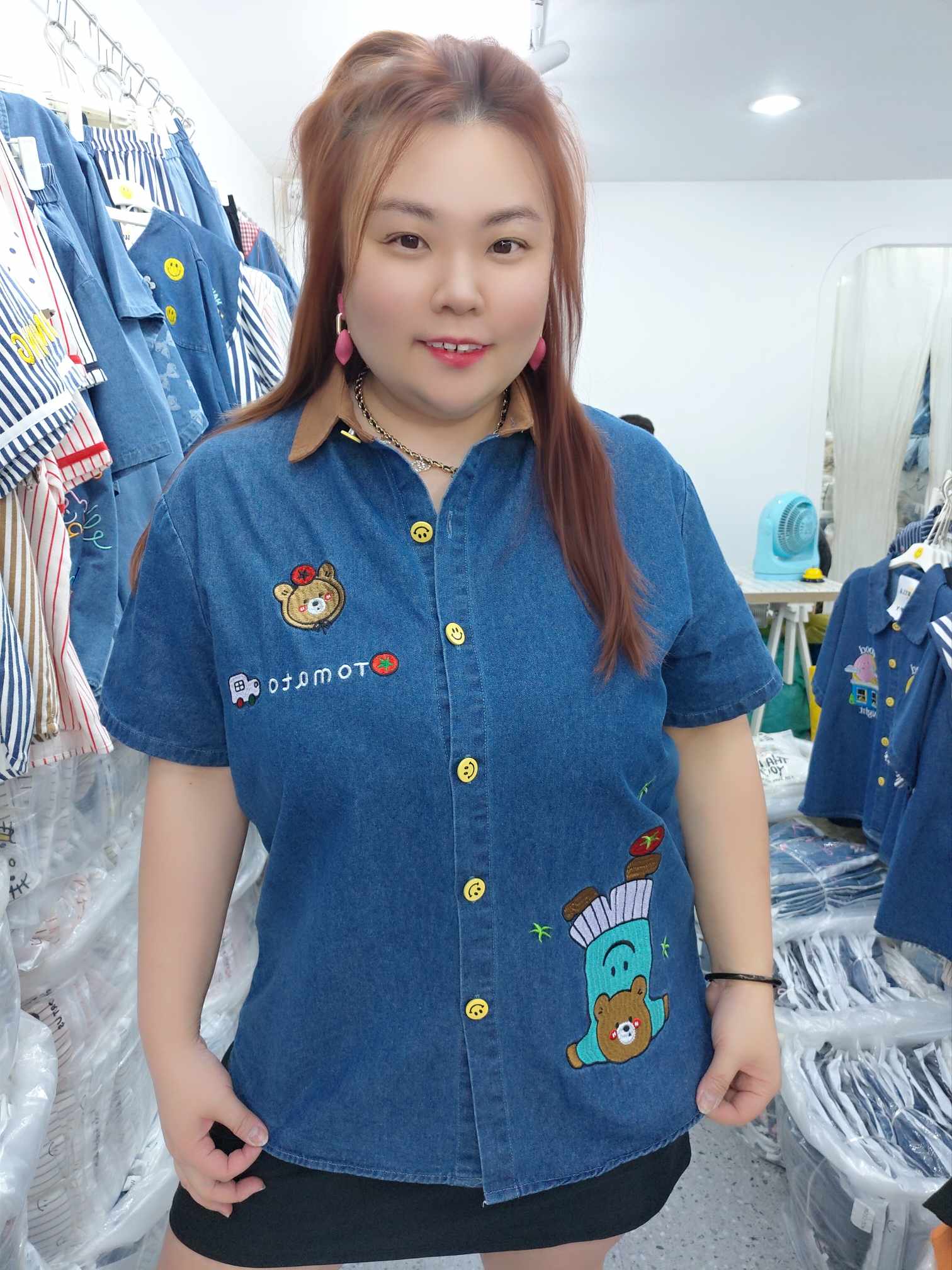 ENE16 刺绣BEAR牛仔上衣