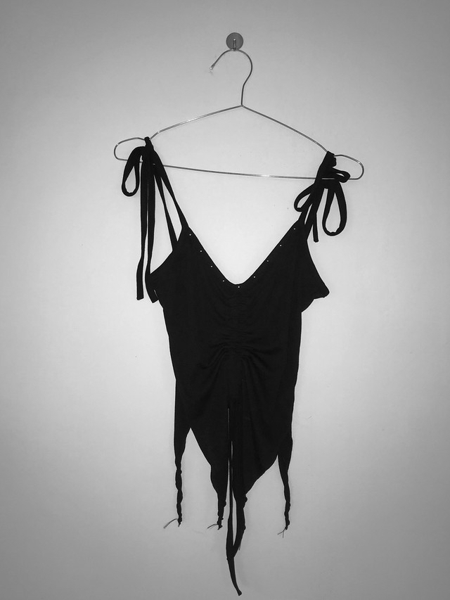 V-Neck Studded Ruched Crop Top