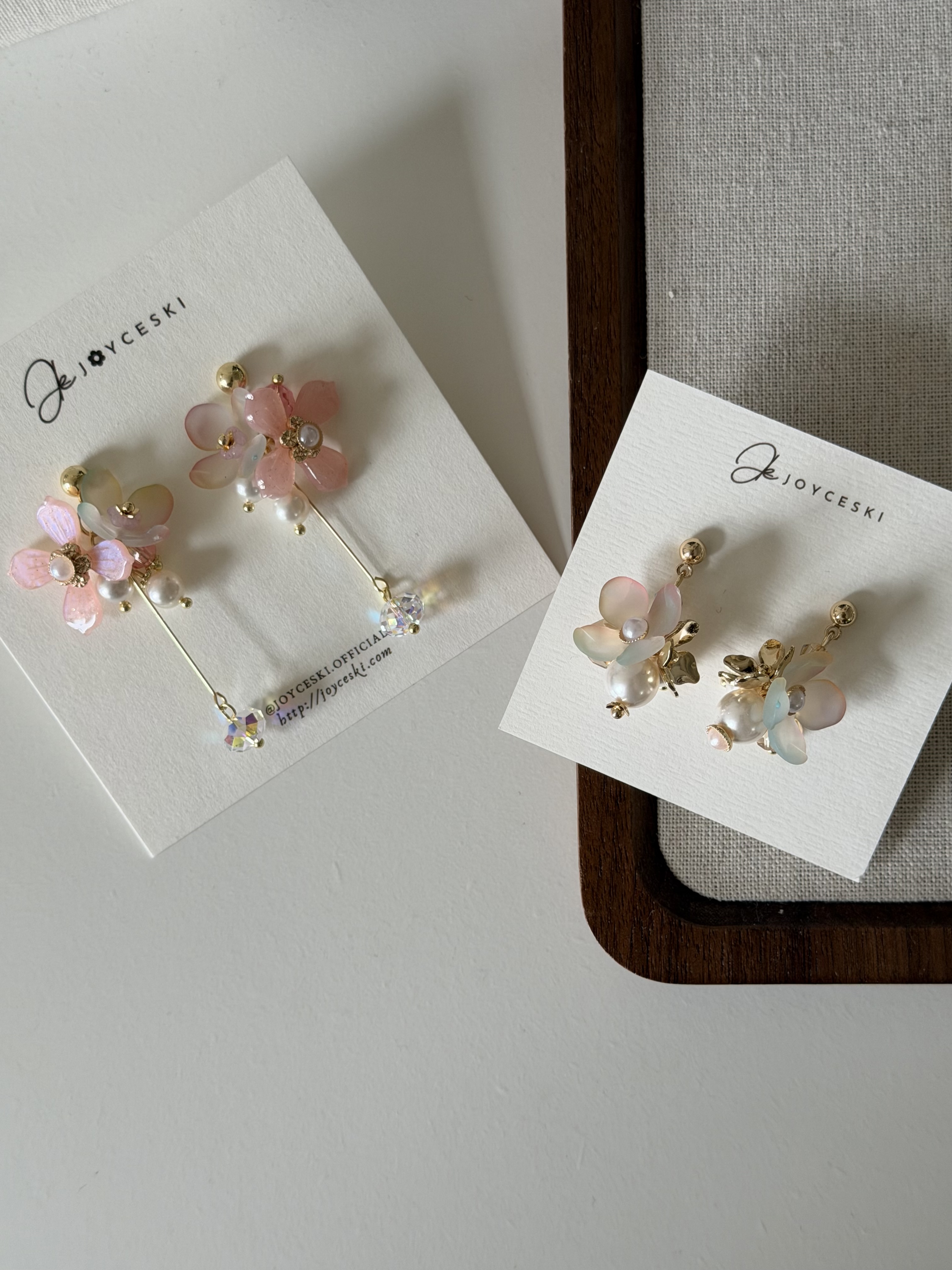 日本花語系列耳環/漸變櫻花粉紅花朵款