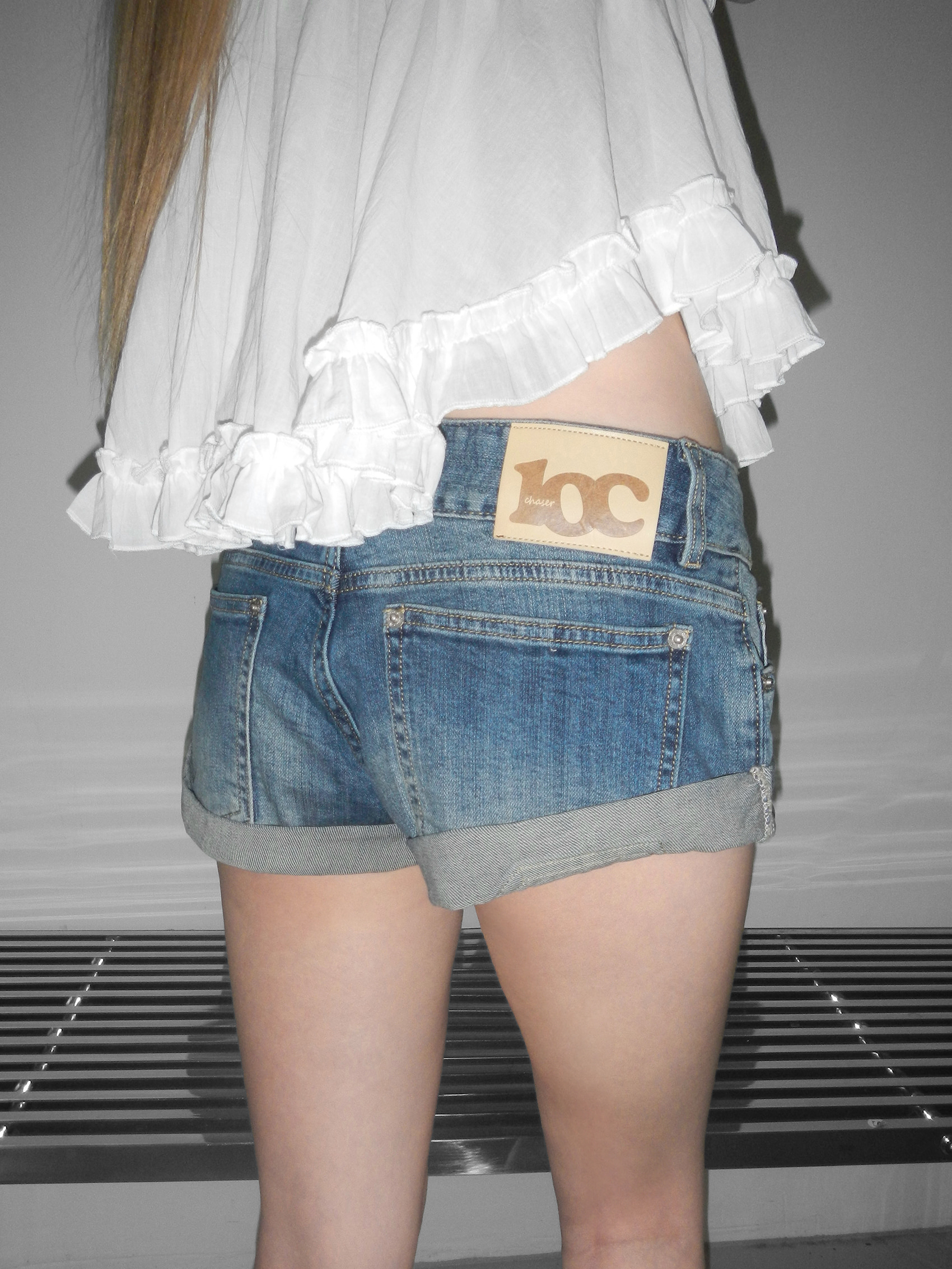 Cuffed Low-Waist Denim Shorts