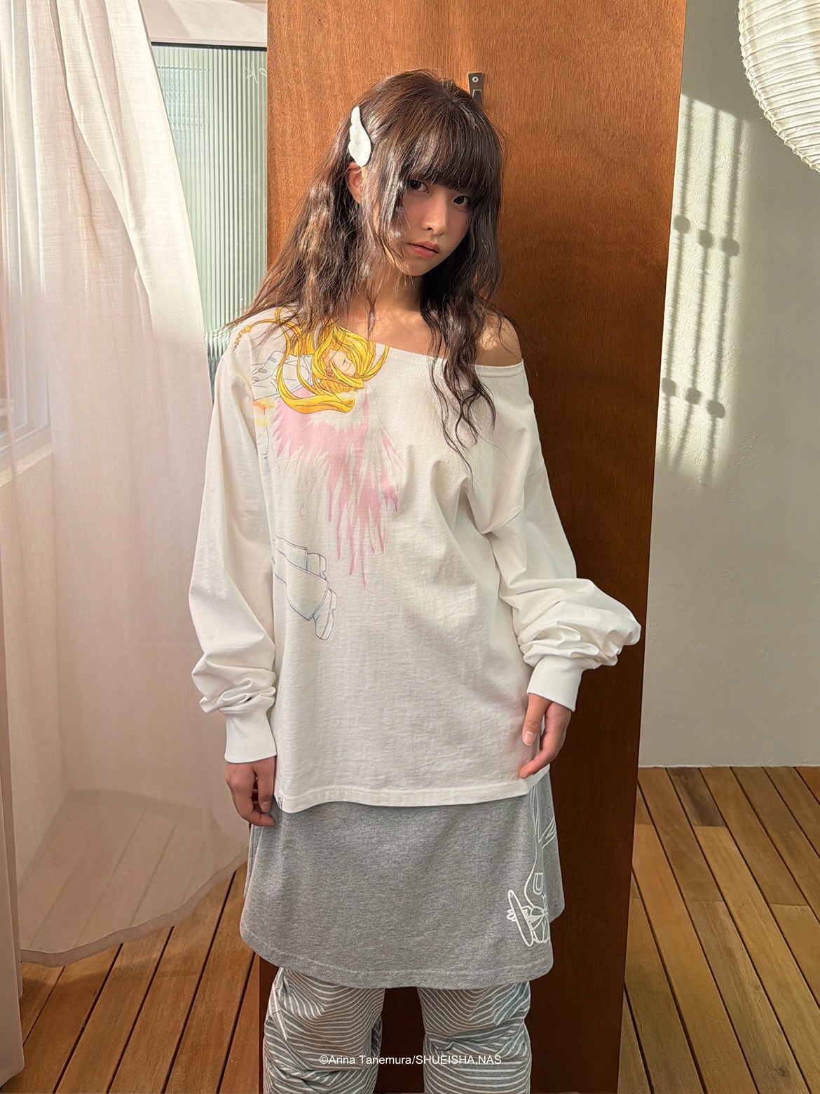 ONE SHOULDER LS TEE｜韓國 星河滿月 X CAVISH 服飾系列 (Full Moon） (26204-P)