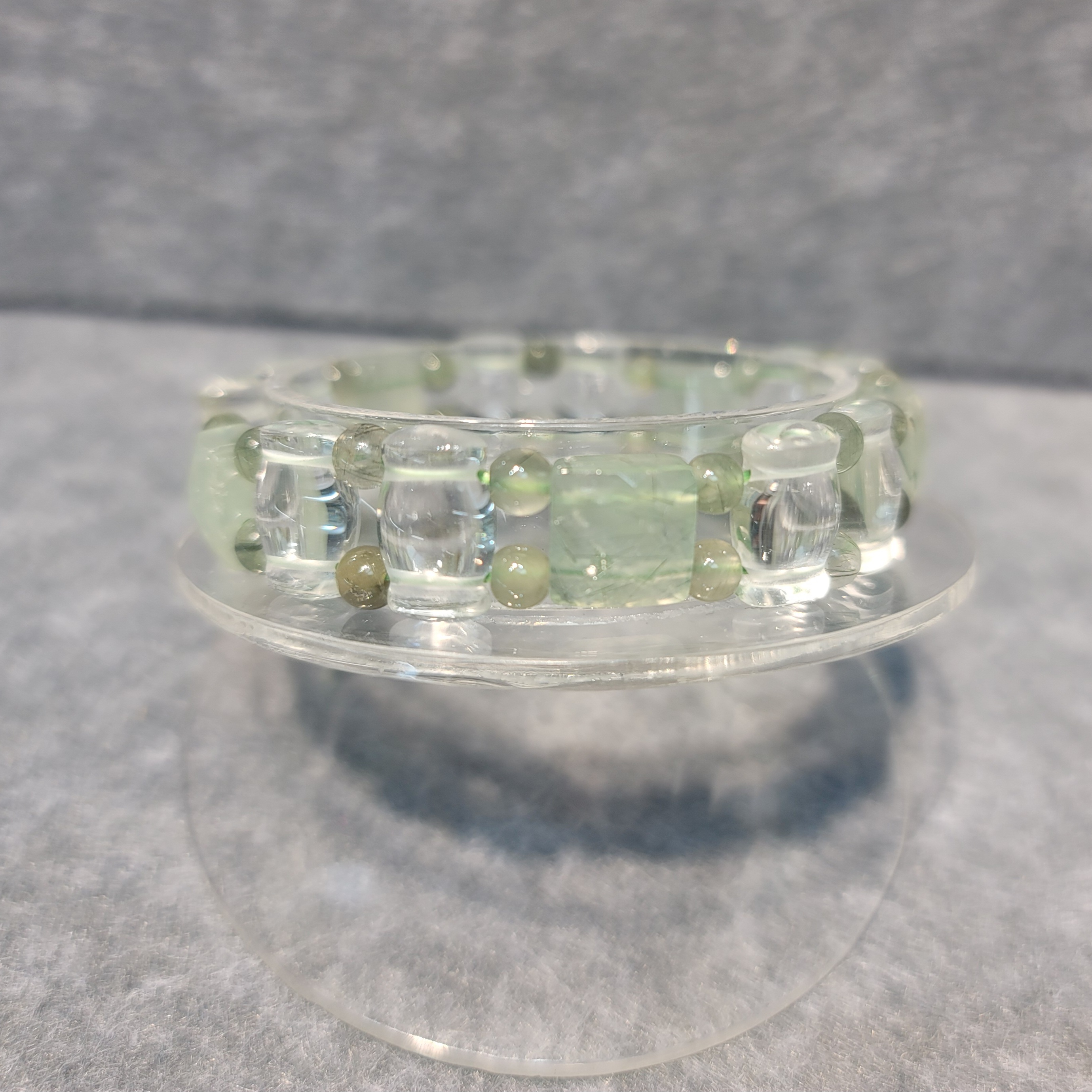 葡萄石白水晶綠髮晶手排