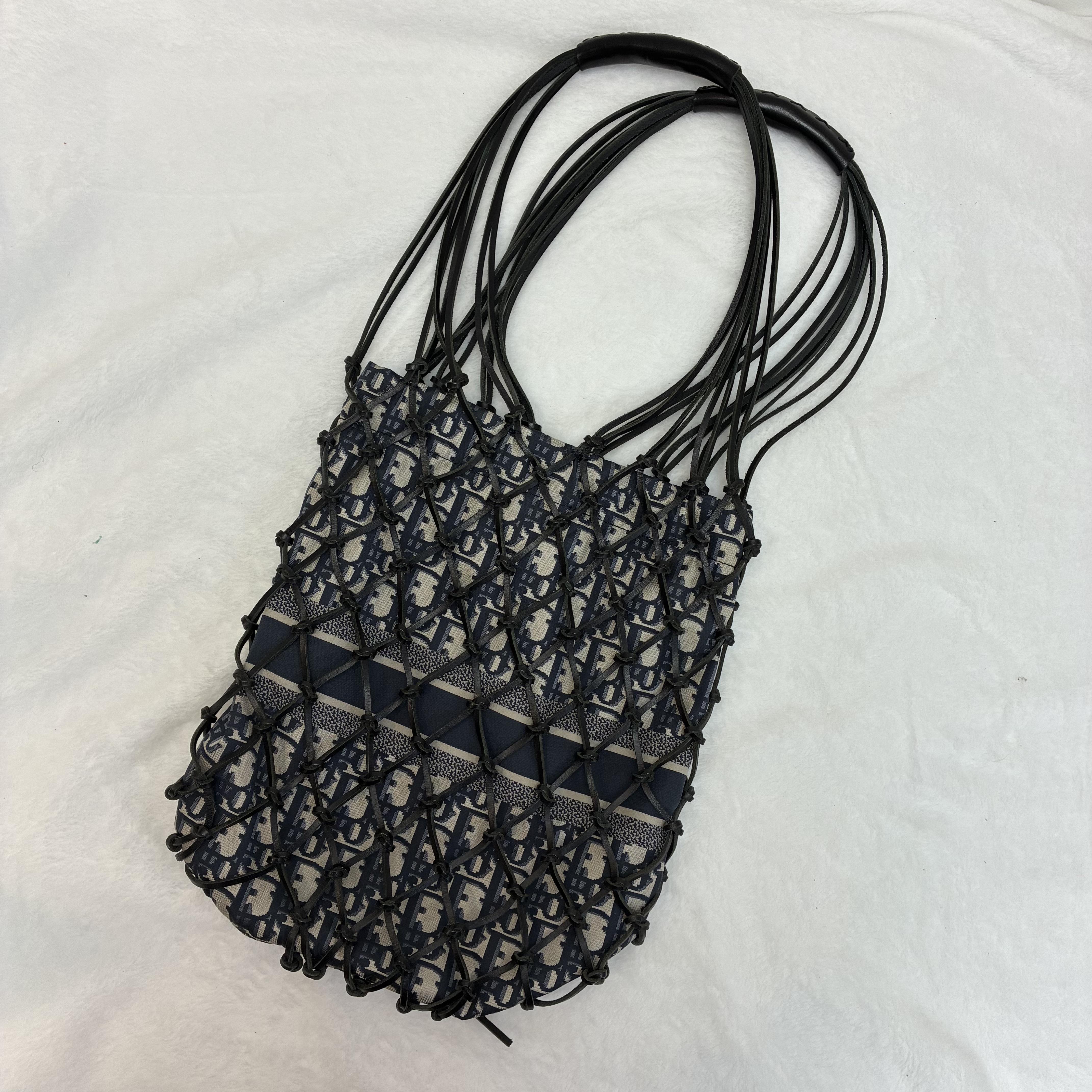 Diornet bag 老花帆布編織繩水桶包