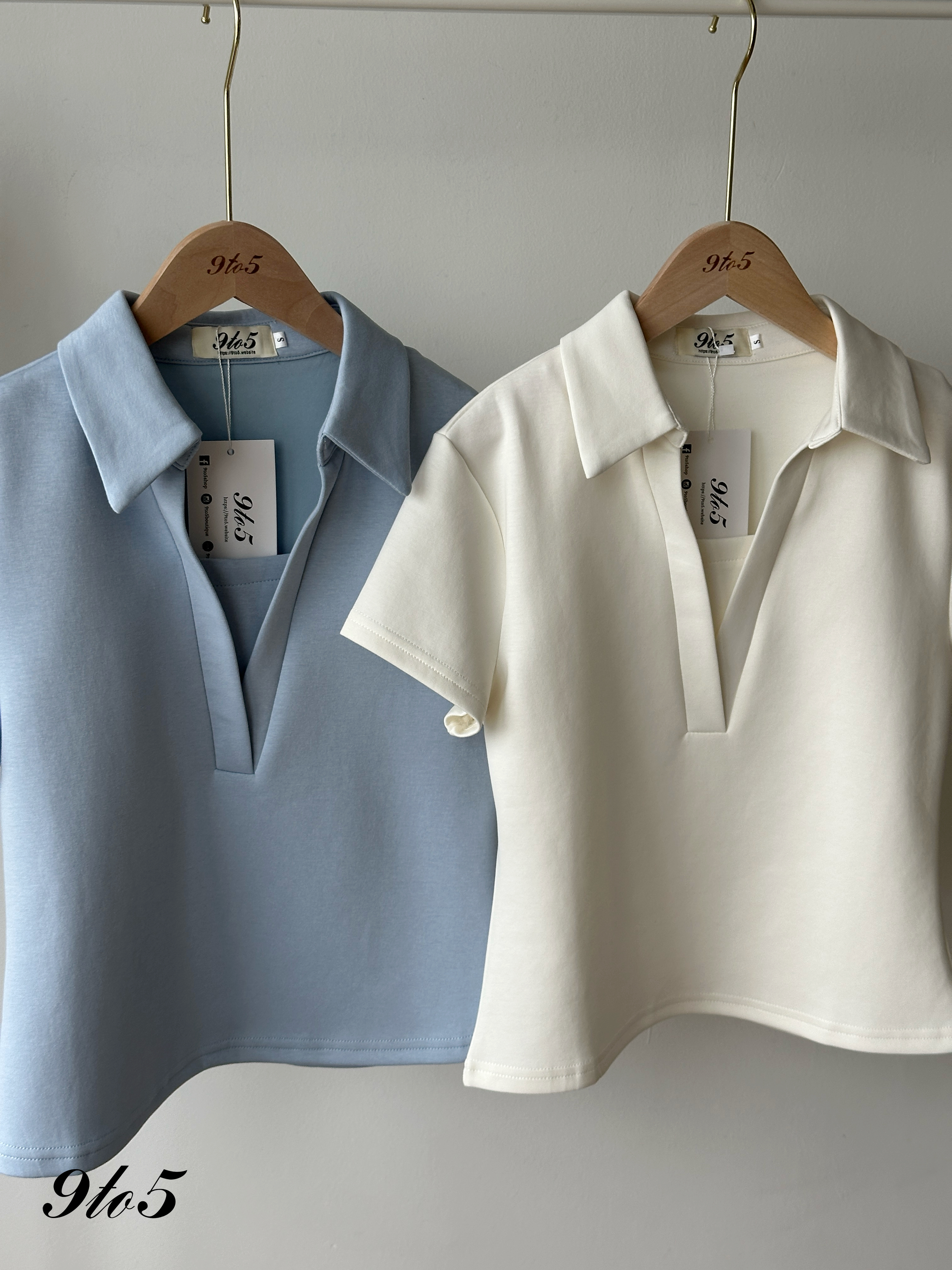 T4350 Fake Two-Pieces Polo Top - 4 Colors 