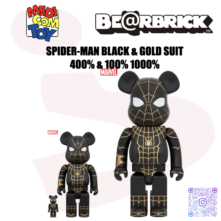 注目ブランド BE@RBRICK SPIDER-MAN GOLD BLACK BLACK & GOLD MEDICOM ...