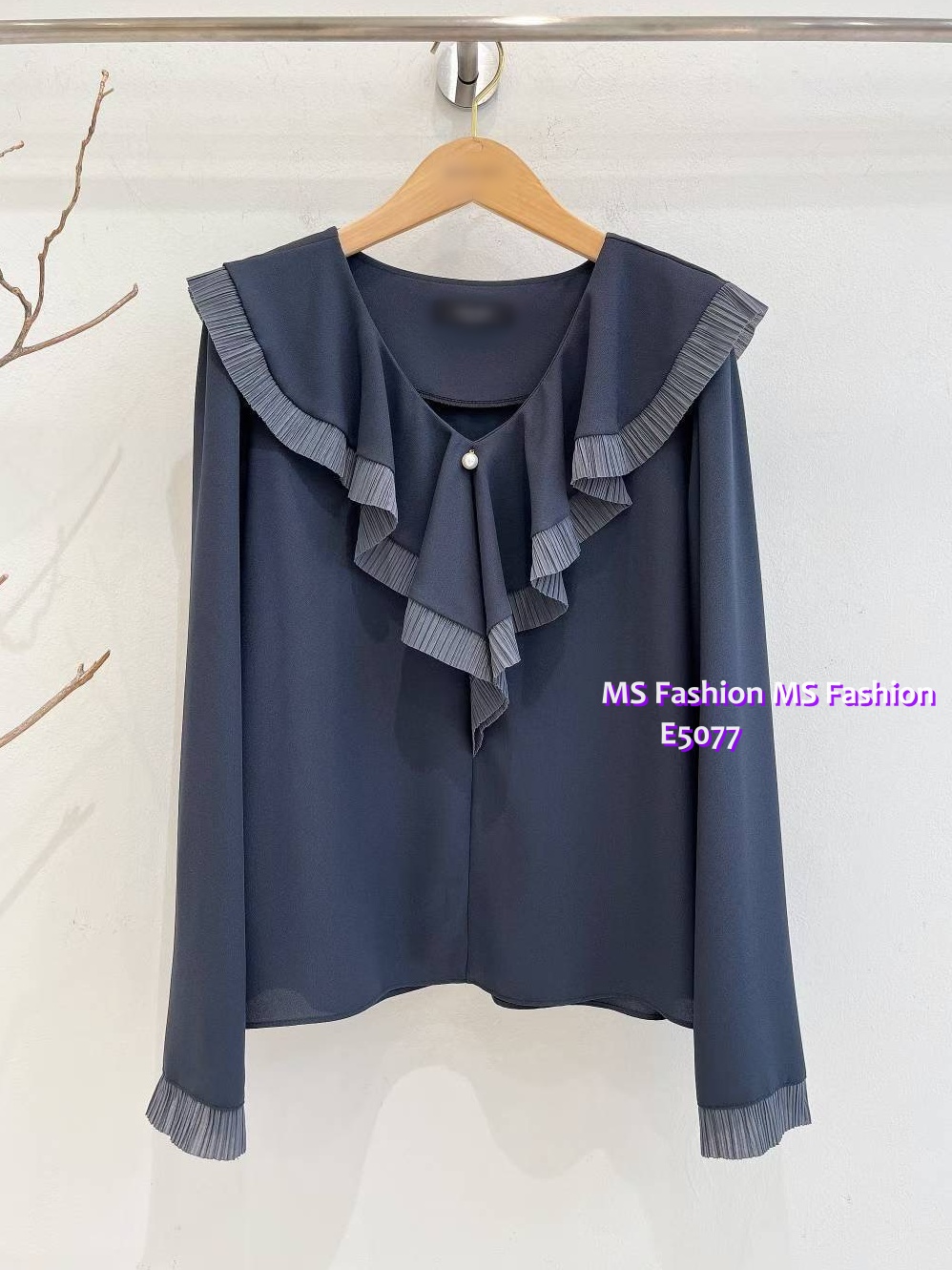 E5077 靚料V領ruffle top