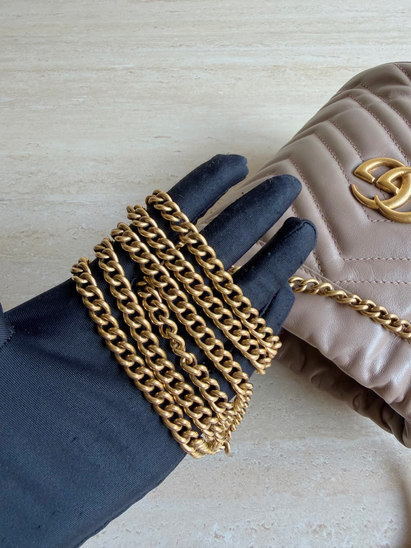 【預訂貨品】Gucci GG Marmont奶茶色小水桶包