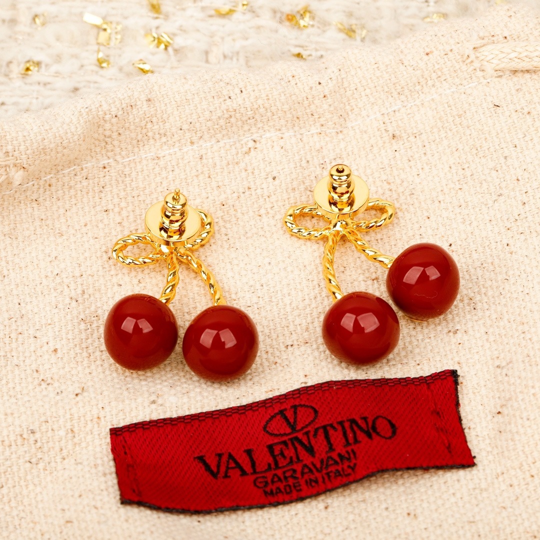 【原單】Valentino Garavani 紅櫻桃耳環 - 禮盒裝