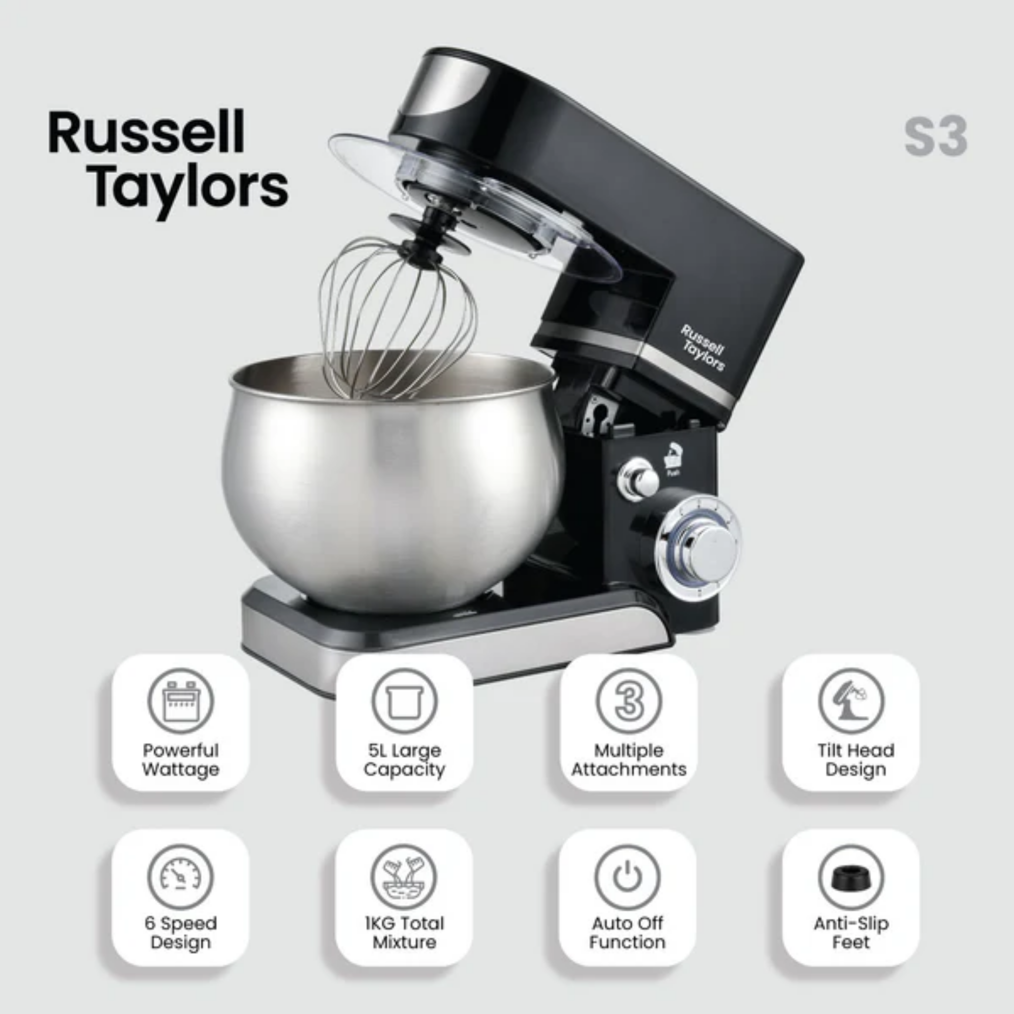 Russell Taylors 1300W 5L Stand Mixer (S3)