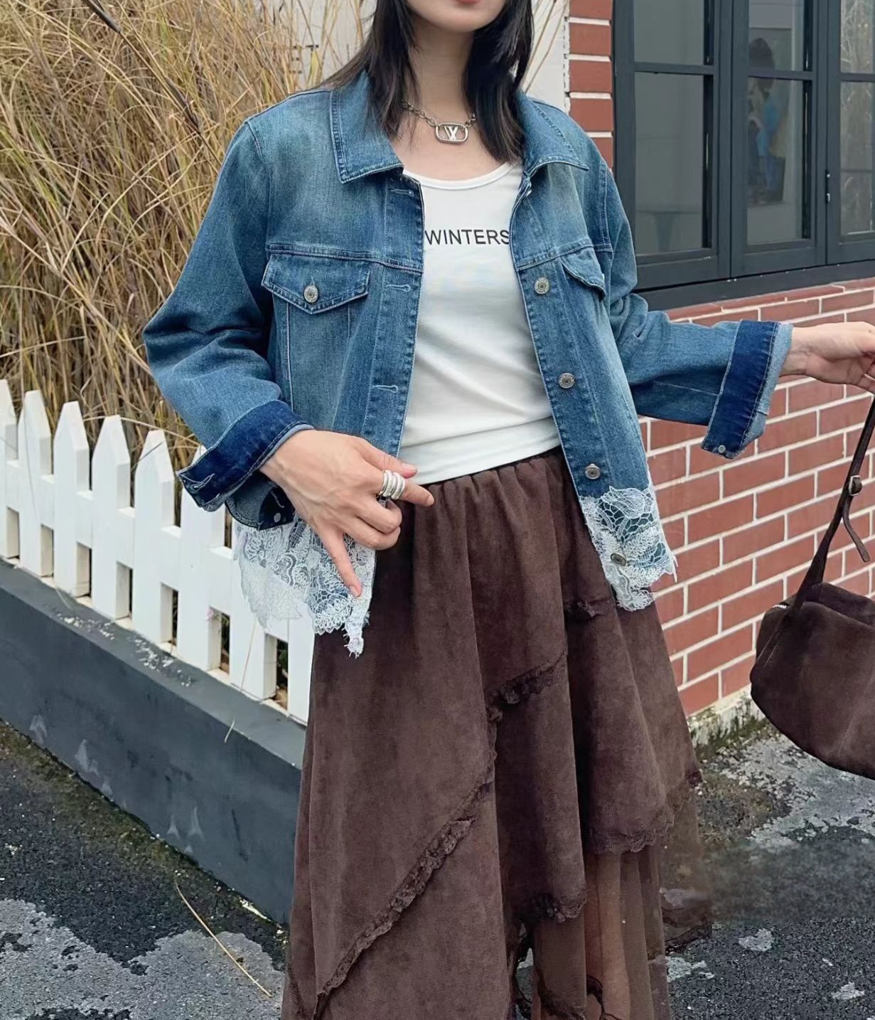 牛仔重工刺綉燒花邊外套(M38寸胸/L40寸胸/XL42寸胸)