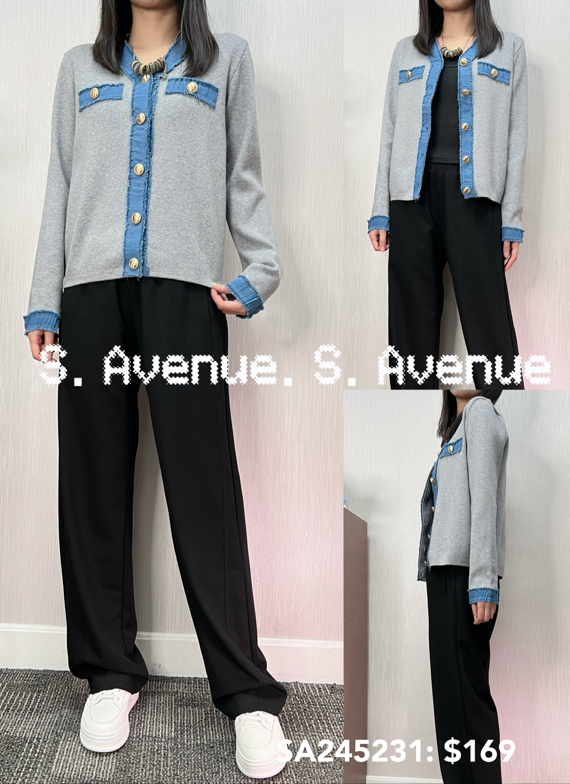 SA245231: 長袖牛仔邊有鈕雙著外套