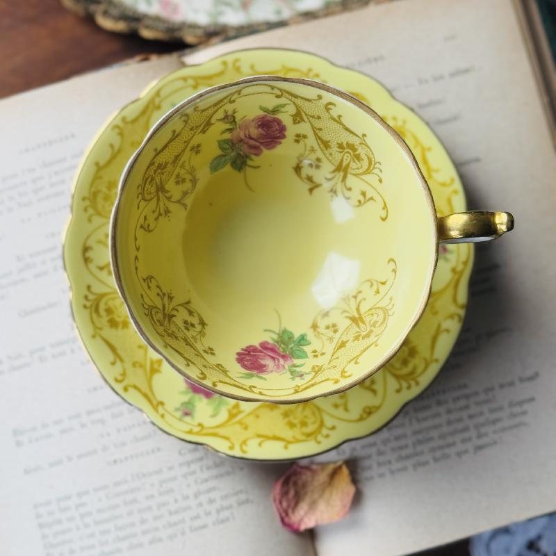Rare! Vintage 1945-49 Bavarian Royal Bayreuth Made in "Germany US Zone" Rose Yellow Tea Set Duo - Tea Cup and Saucer (MT2226)