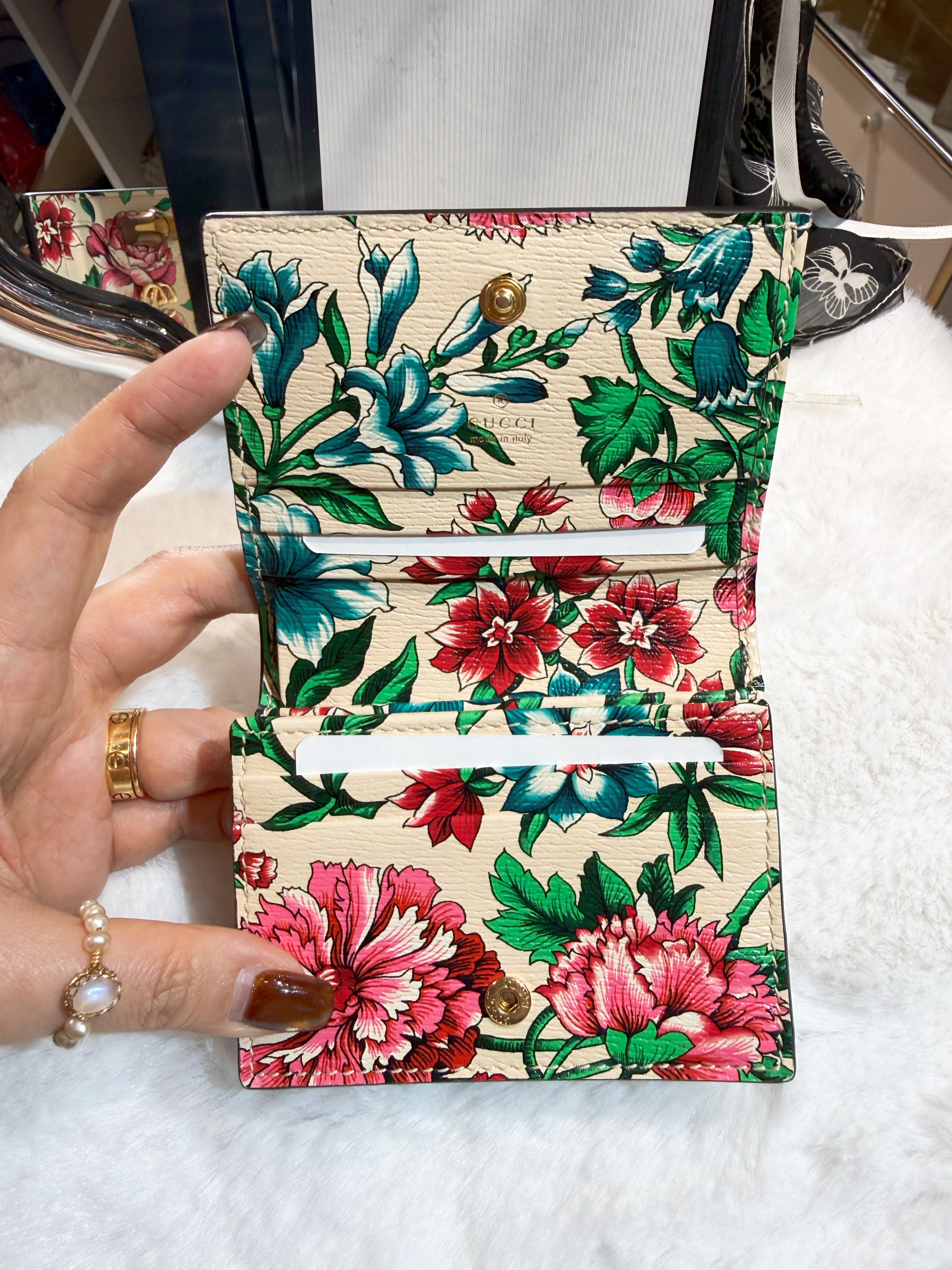 Gucci mini wallet floral/beige
